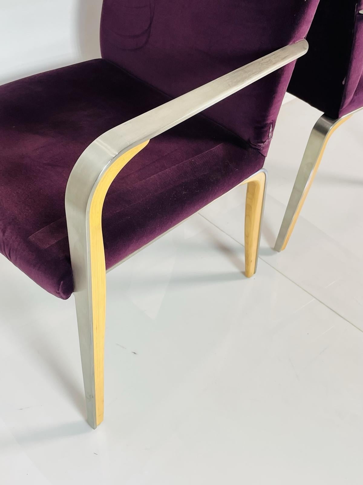 Ein Paar Sessel mit Metall- und Holzrahmen von Bernhardt im Angebot 7