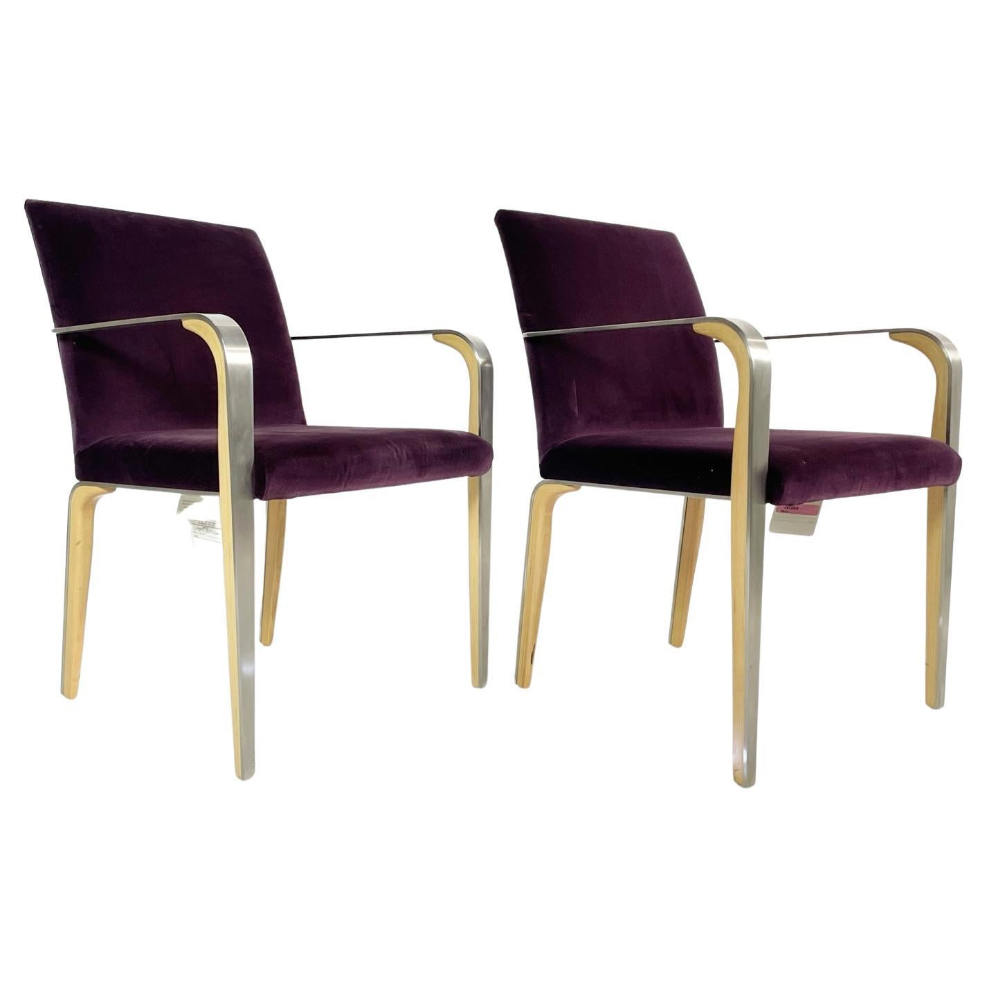 Pair of Armchairs with Metal & Wood Frames by Bernhardt For Sale