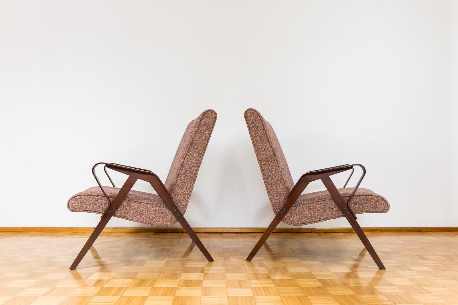  Pair of armchairs with ottoman by František Jirák for Tatra Nabytok 1960's XXL  3