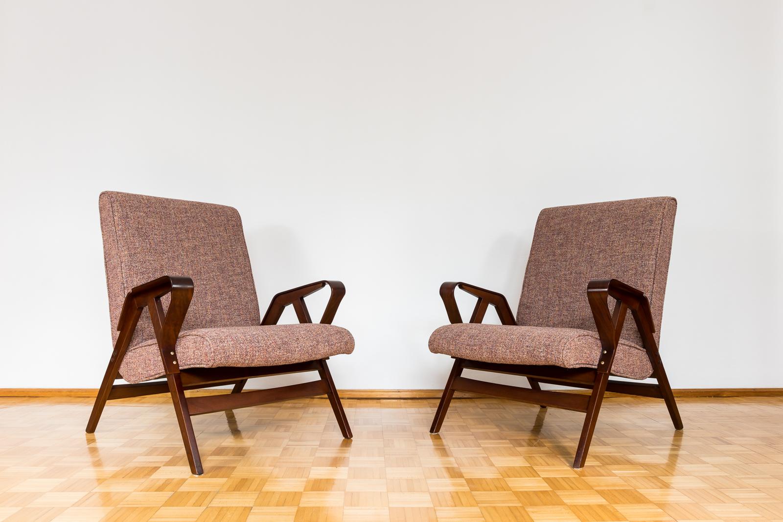 Czech  Pair of armchairs with ottoman by František Jirák for Tatra Nabytok 1960's XXL 