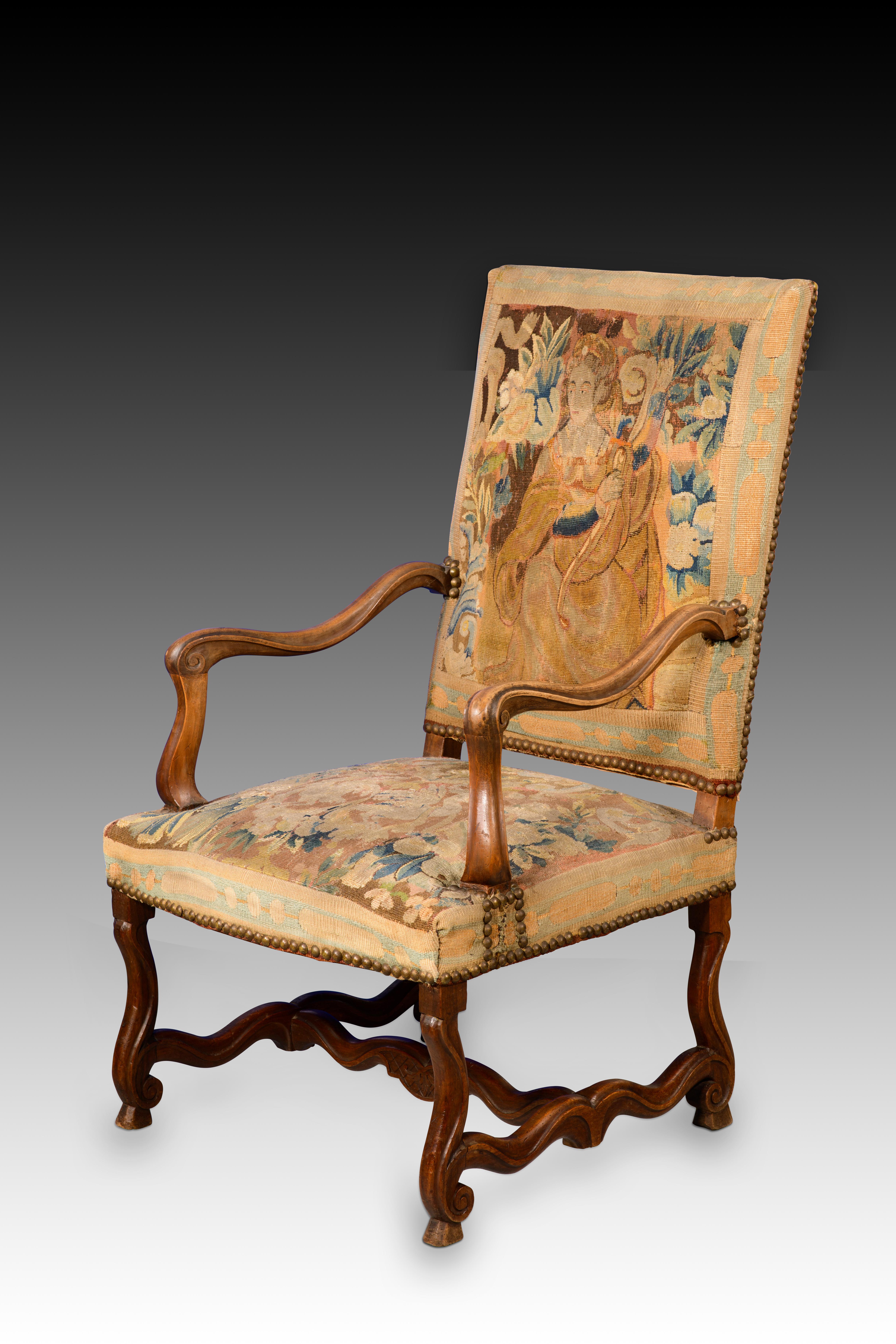 Paire de fauteuils. Bois, textile. XVIIIe siècle. en vente 1