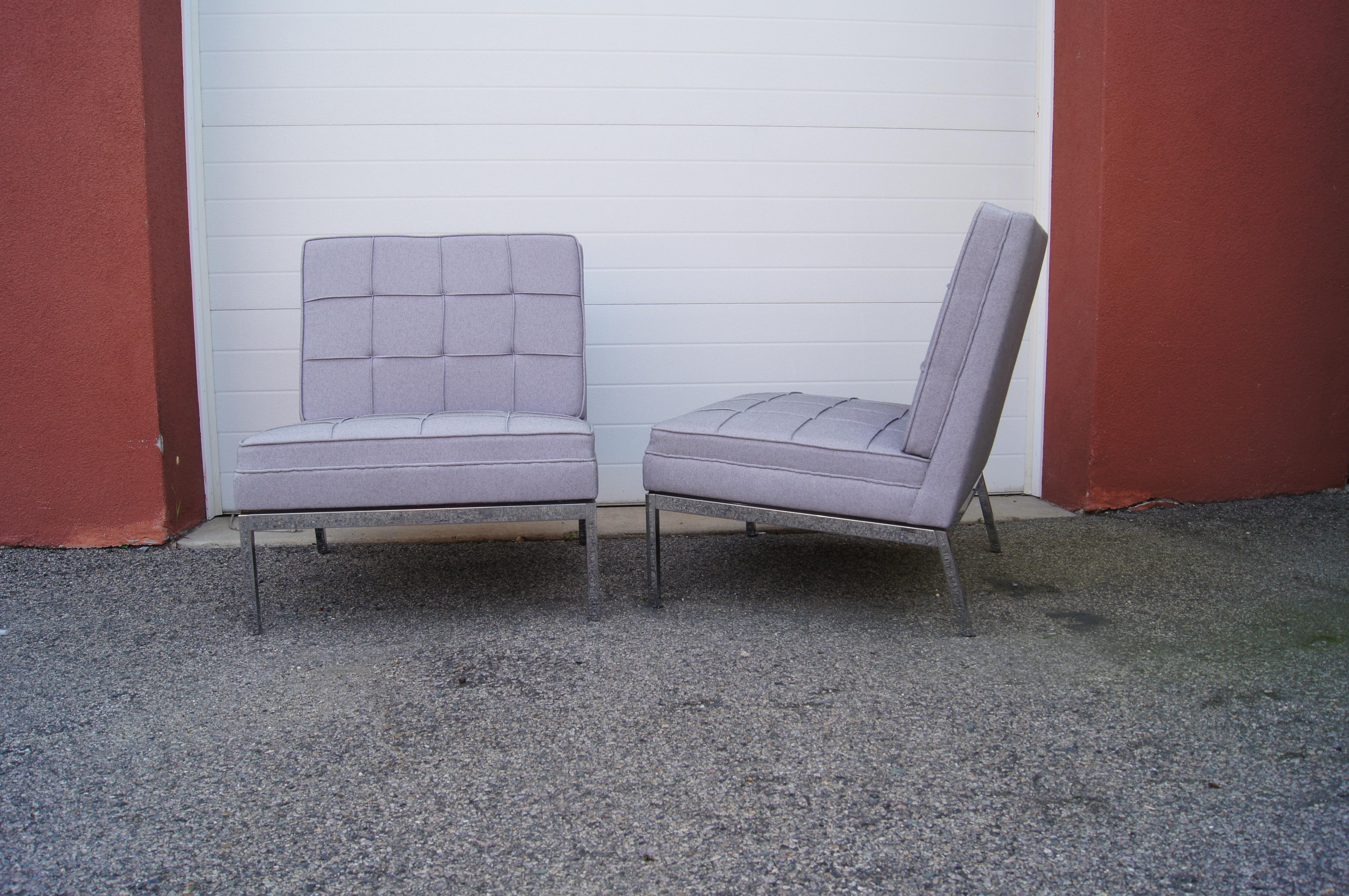 American Pair of Armless Lounge Chairs by Florence Knoll for Knoll For Sale