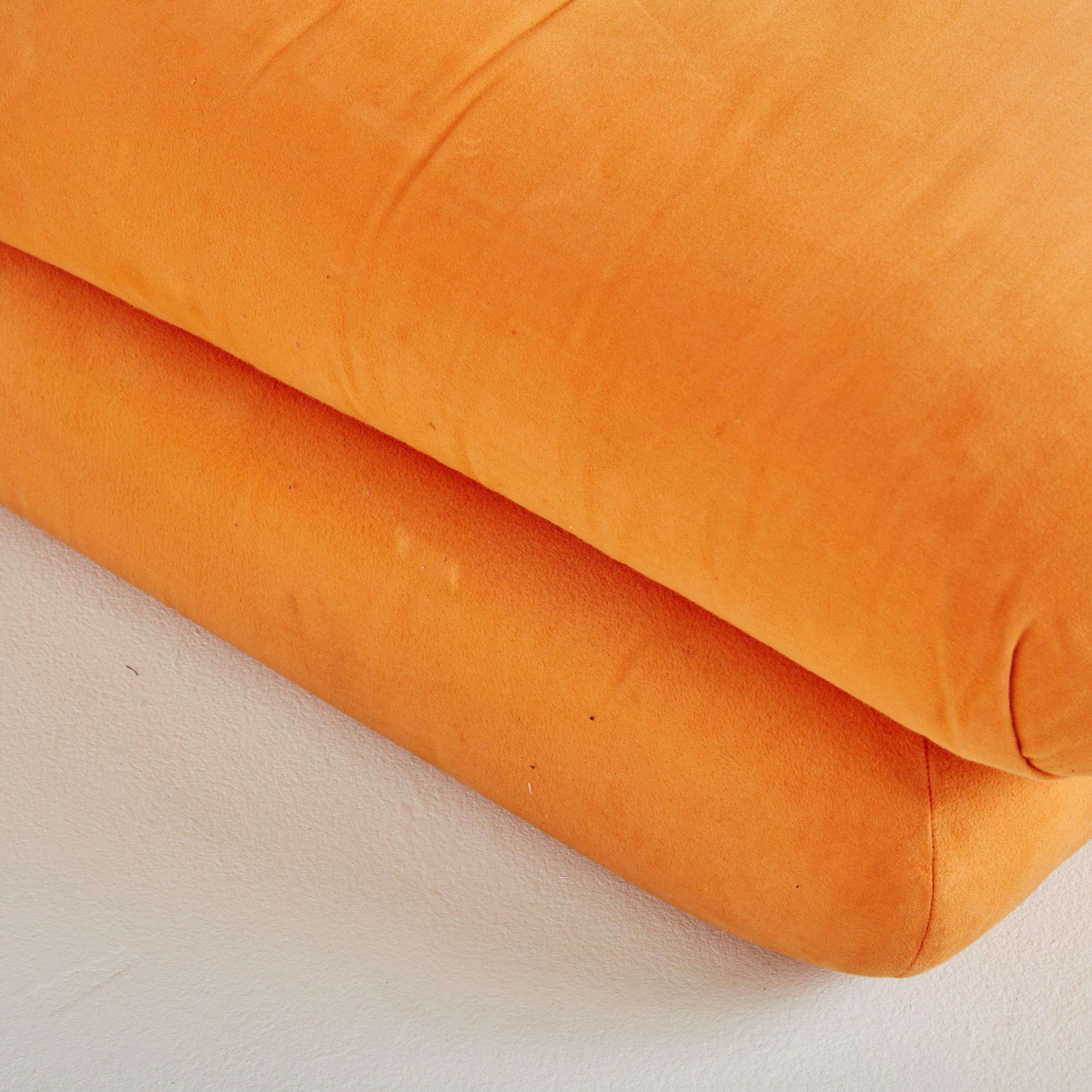 Late 20th Century Pair of Armless Lounge Chairs in Original Orange Fabric, Italy 1970s