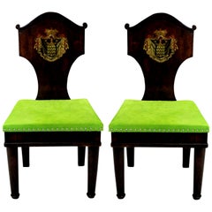 Pair of Armorial Hall Chairs in the Manner of Thomas Hope