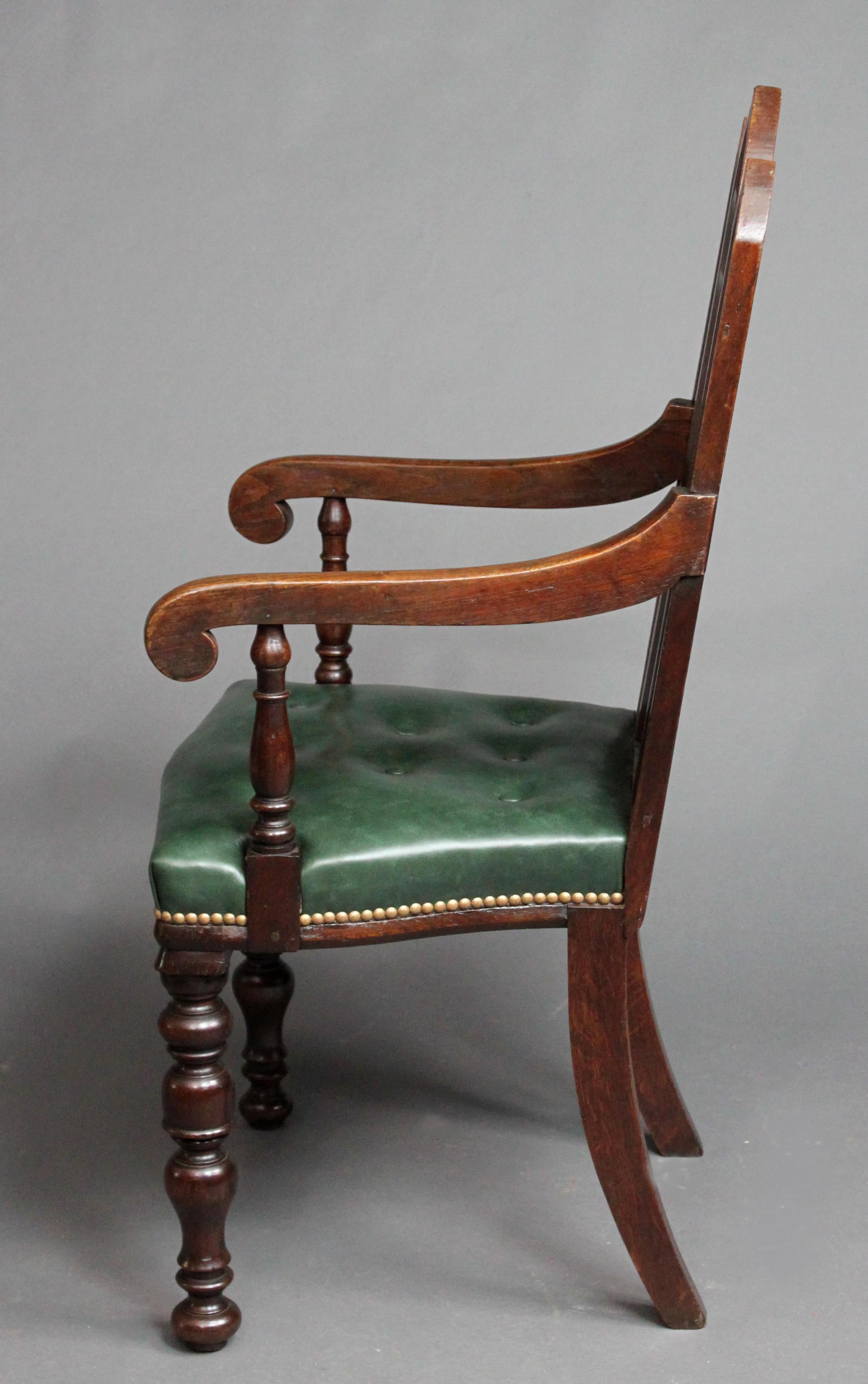 19th Century Pair of Armorial Gothic Oak Chairs with Arms For Sale