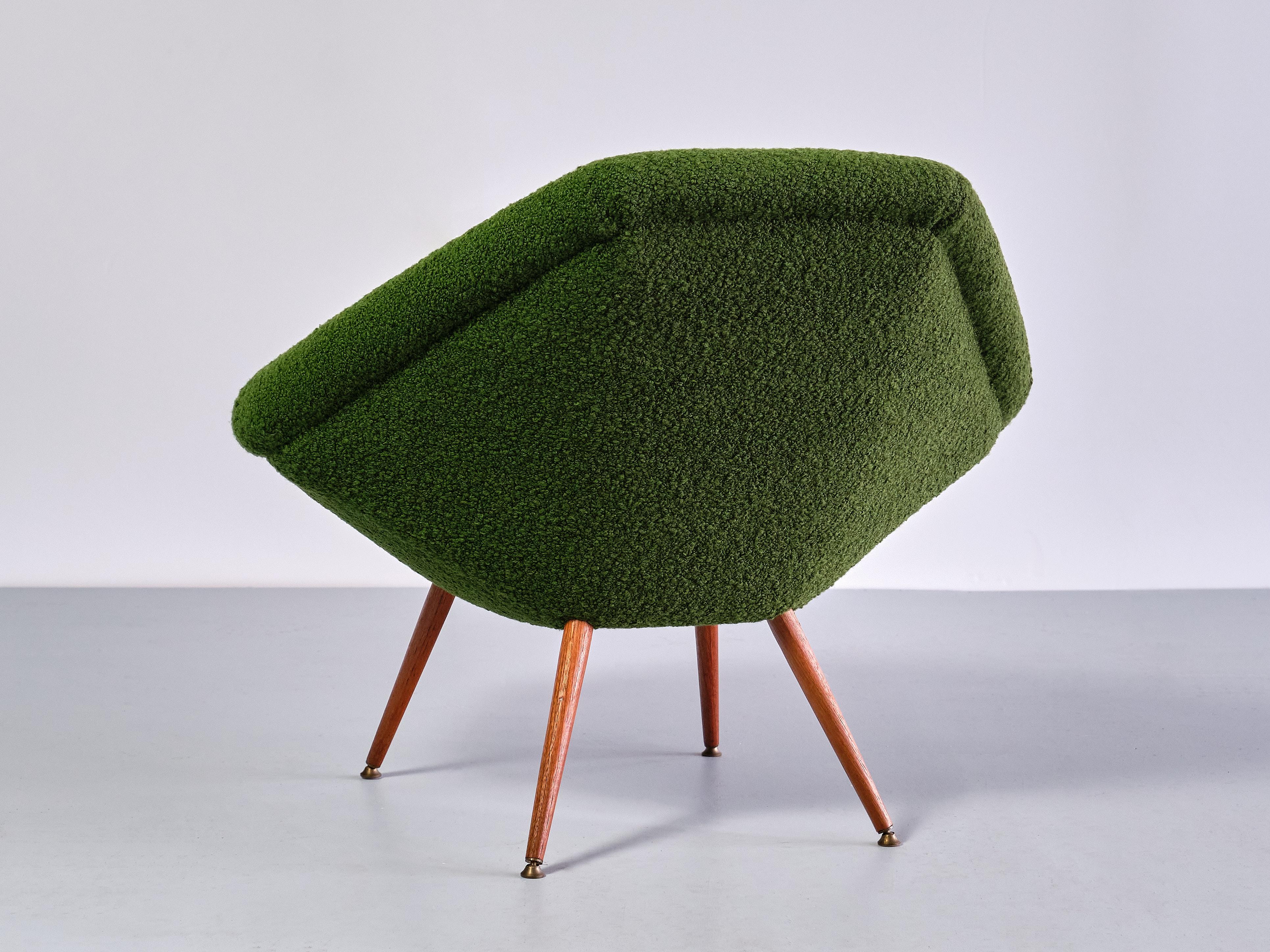 Pair of Arne Dahlén Lounge Chairs in Green Bouclé and Teak, Sweden, 1960s For Sale 3