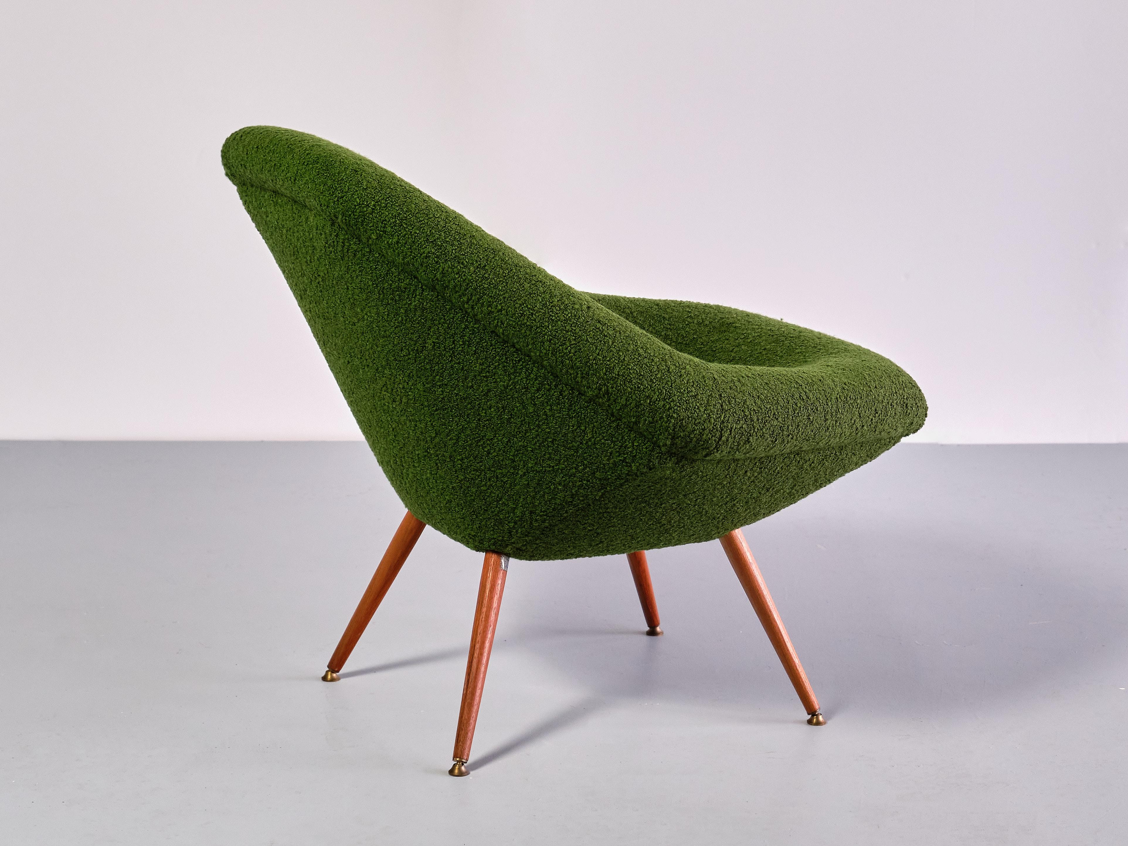 Pair of Arne Dahlén Lounge Chairs in Green Bouclé and Teak, Sweden, 1960s For Sale 2