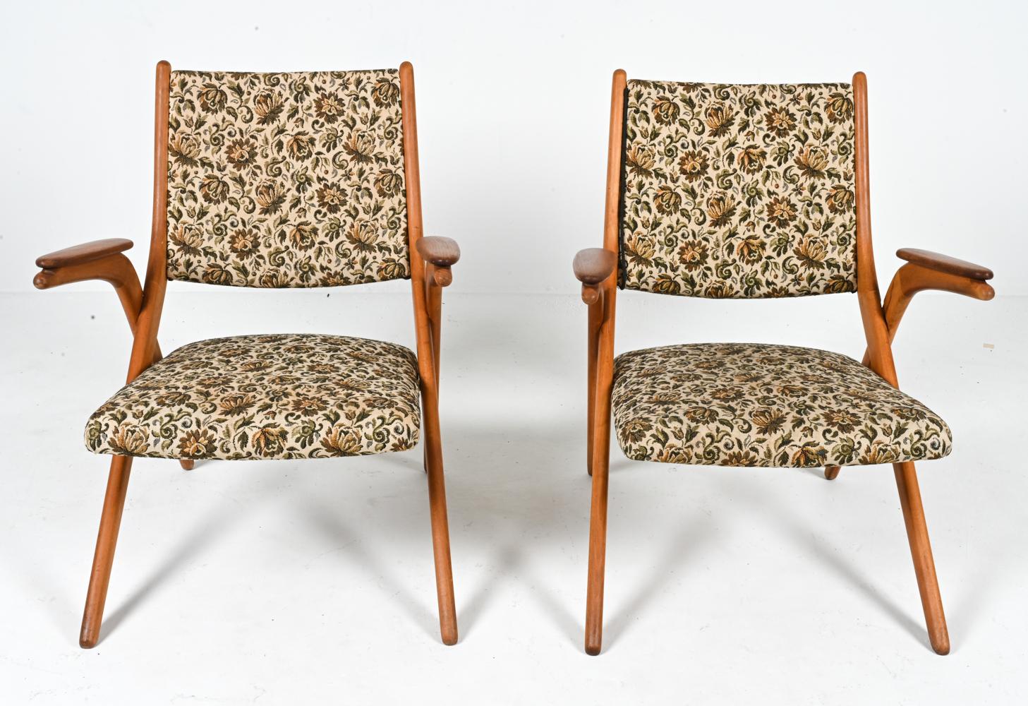 Danish Pair of Arne Hovmand Olsen-Style Swedish Mid-Century Teak Armchairs, 1960's For Sale
