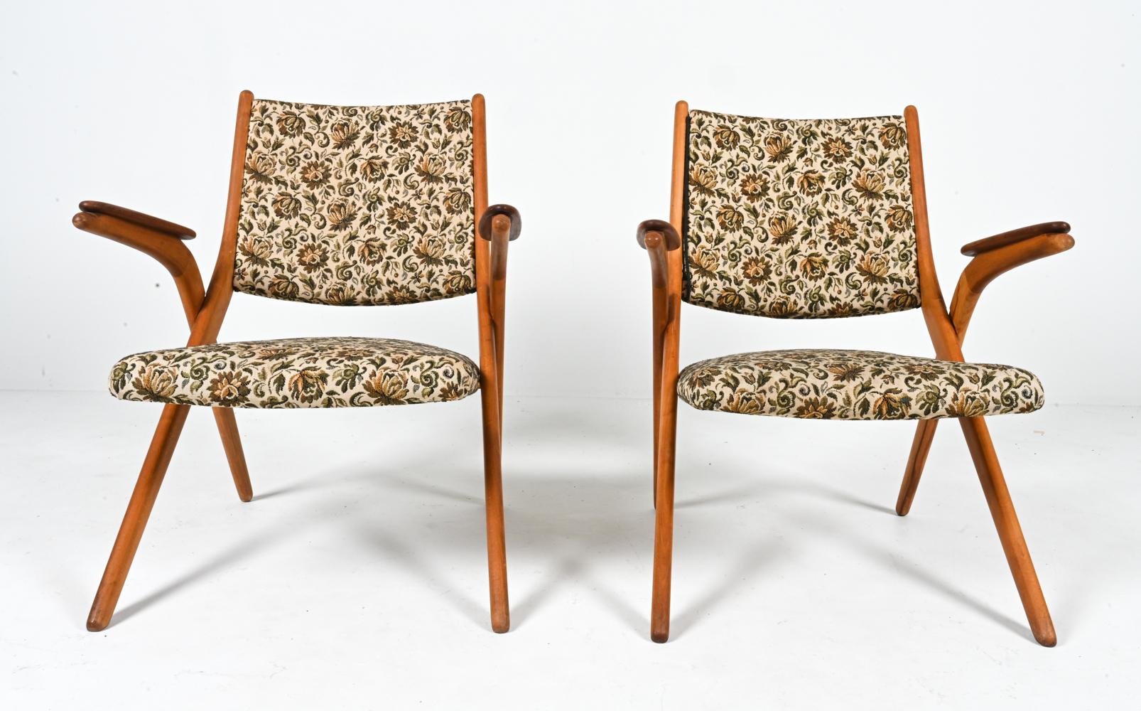 Pair of Arne Hovmand Olsen-Style Swedish Mid-Century Teak Armchairs, 1960's In Good Condition For Sale In Norwalk, CT
