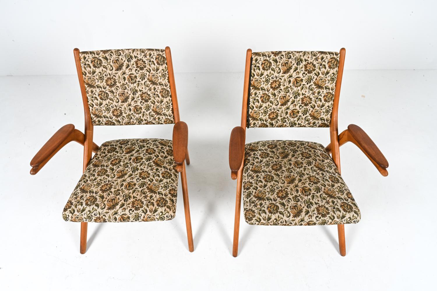 Mid-20th Century Pair of Arne Hovmand Olsen-Style Swedish Mid-Century Teak Armchairs, 1960's For Sale