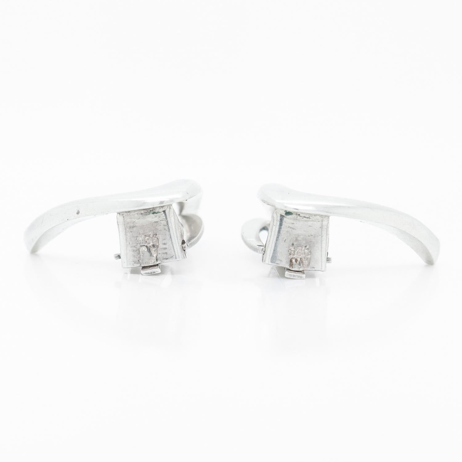 Pair of Arne Johansen Danish Modern Sterling Silver Boomerang Form Clip Earrings For Sale 4