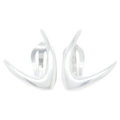 Pair of Arne Johansen Danish Modern Sterling Silver Boomerang Form Clip Earrings