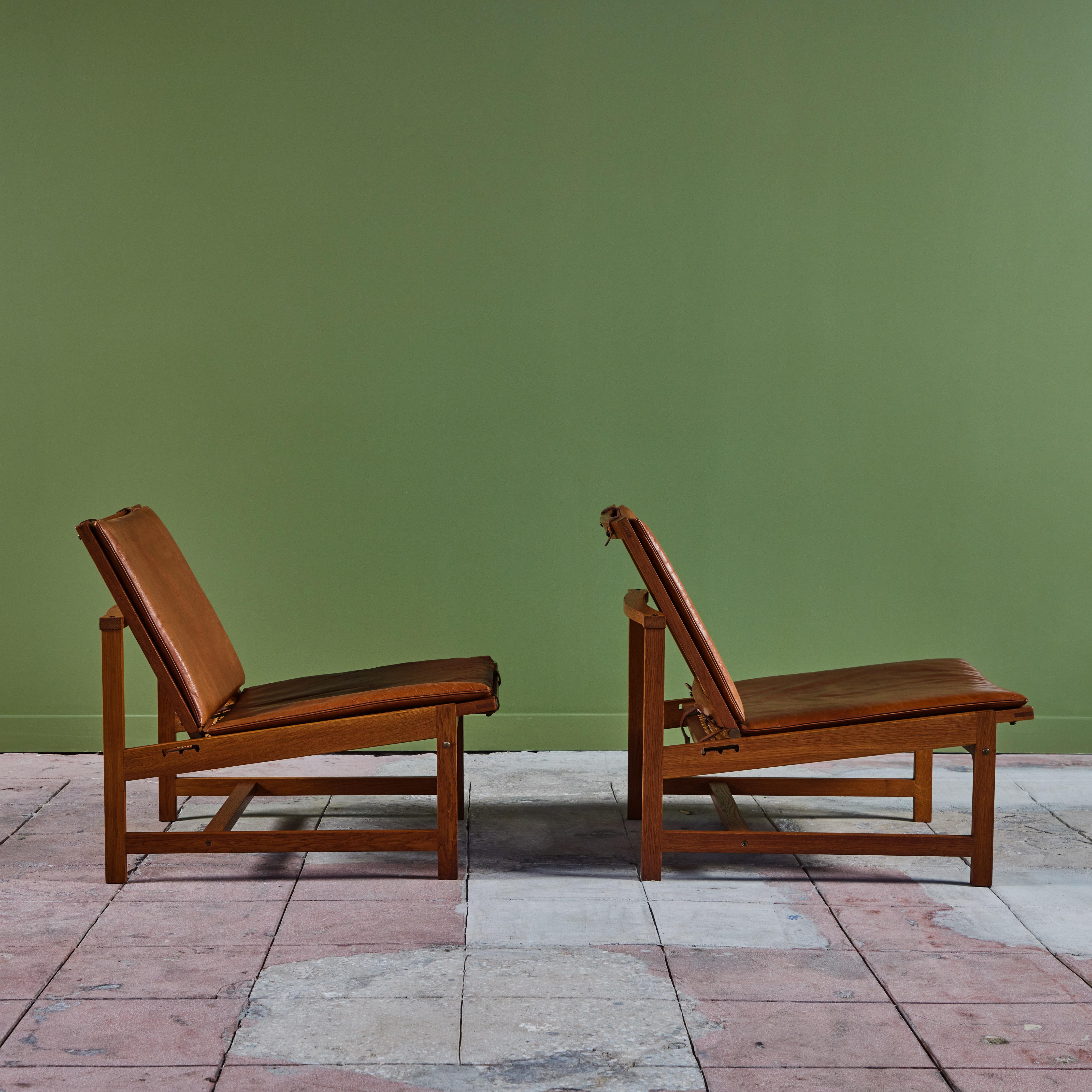 Pair of Arne Karlsen and Peter Hjort Leather and Cane Lounge Chairs 2