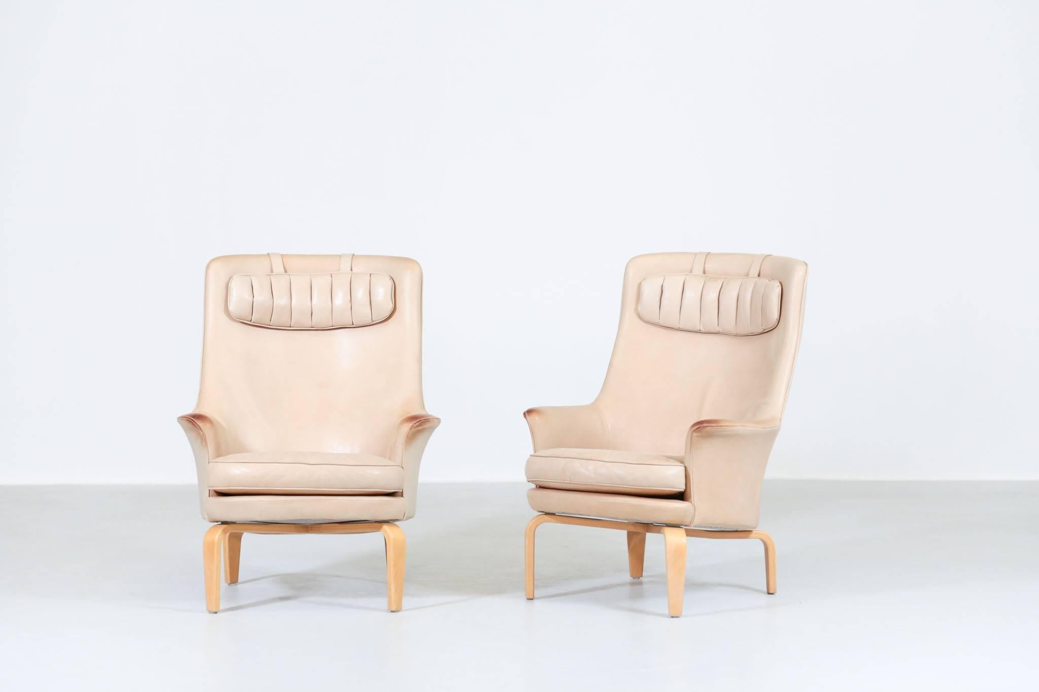 Swedish Pair of Arne Norell Armchairs Model 