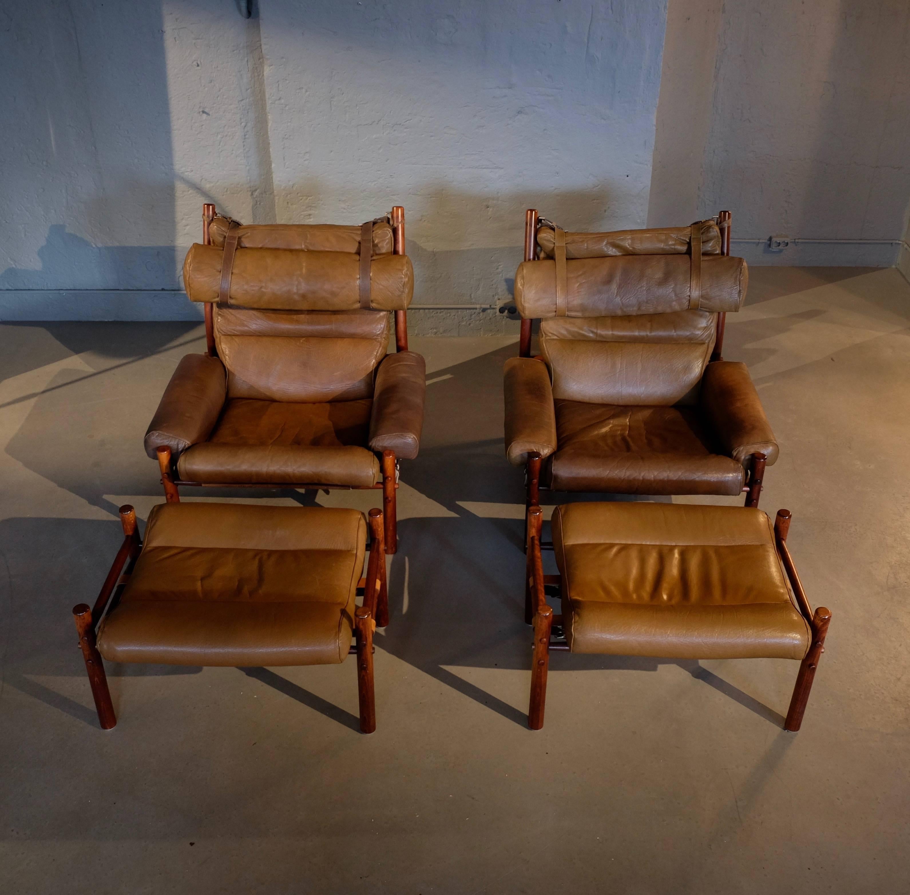 Pair of Arne Norell Easy Chair Model Inca, 1960s 1
