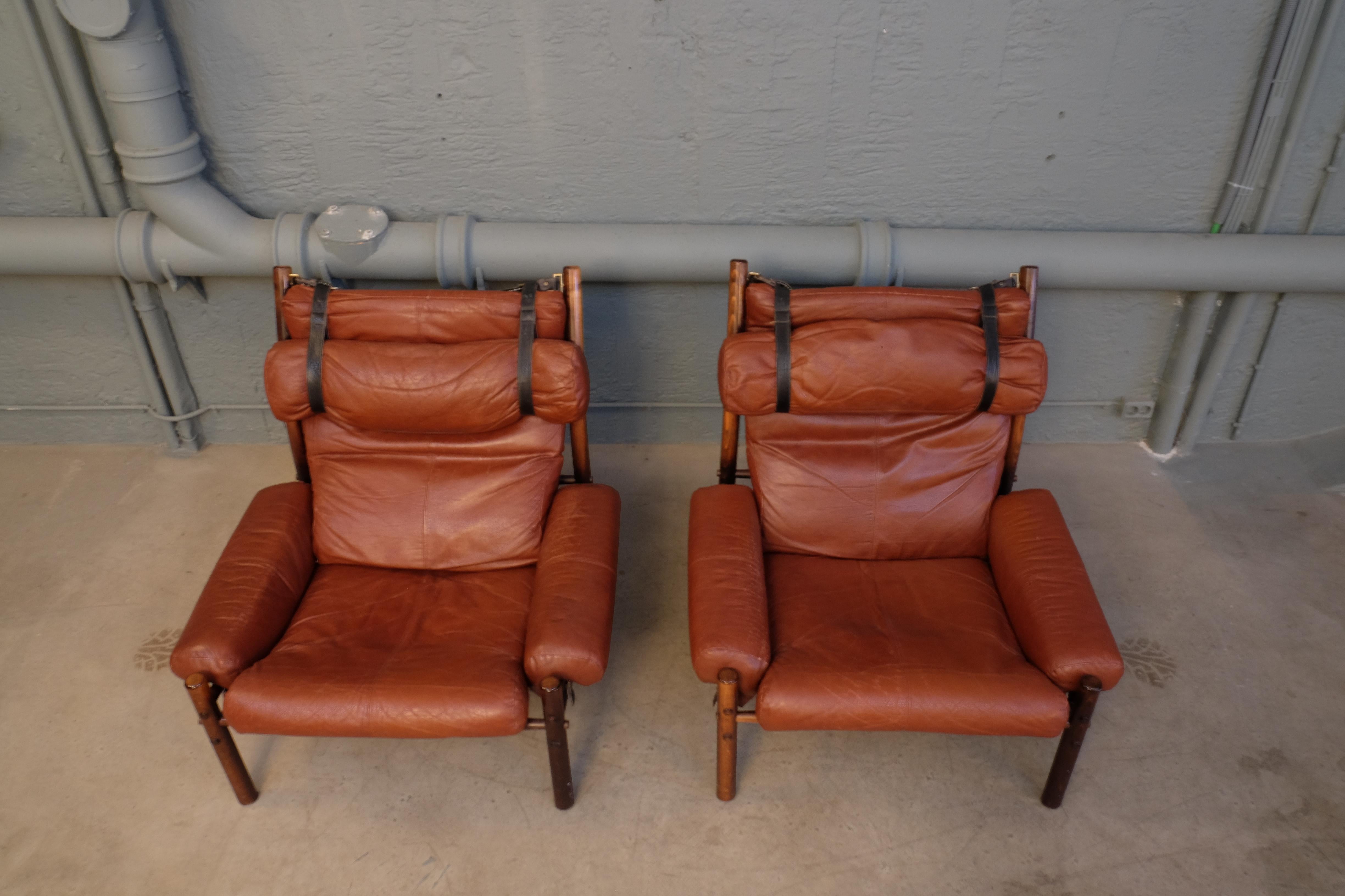 Pair of Arne Norell Easy Chairs Model Inca, 1960s 10