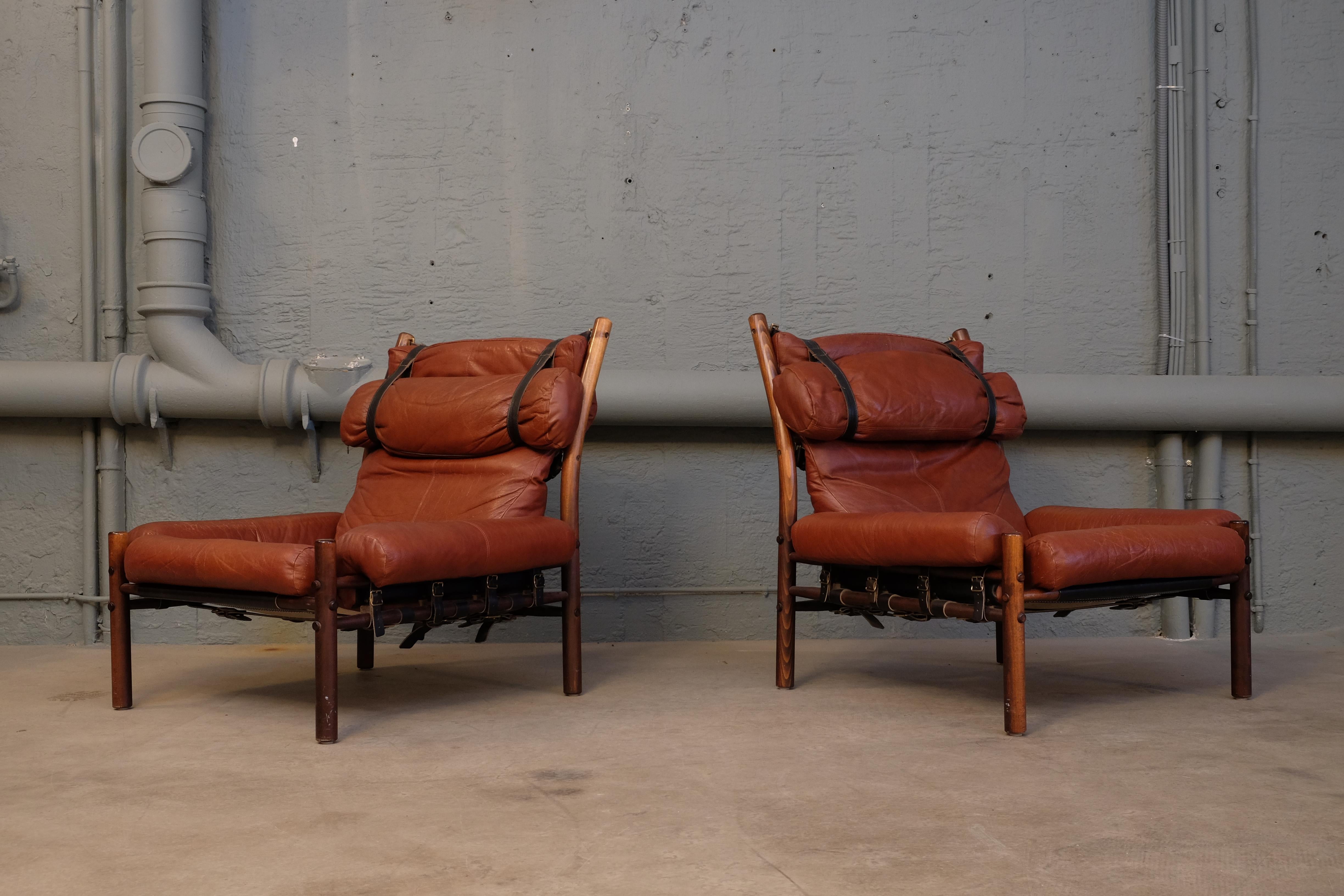 Pair of Arne Norell Easy Chairs Model Inca, 1960s 5