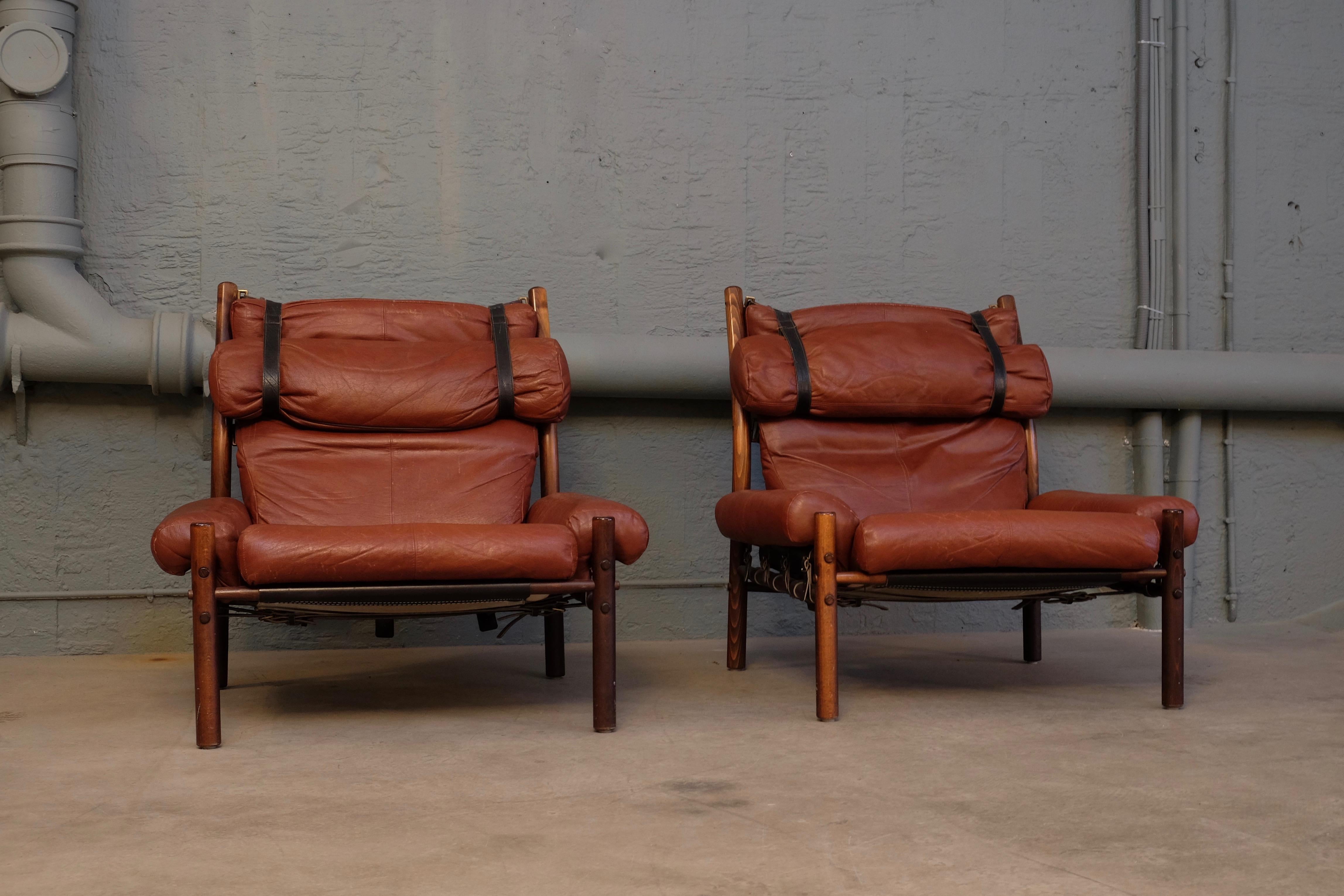 Pair of Arne Norell Easy Chairs Model Inca, 1960s 4