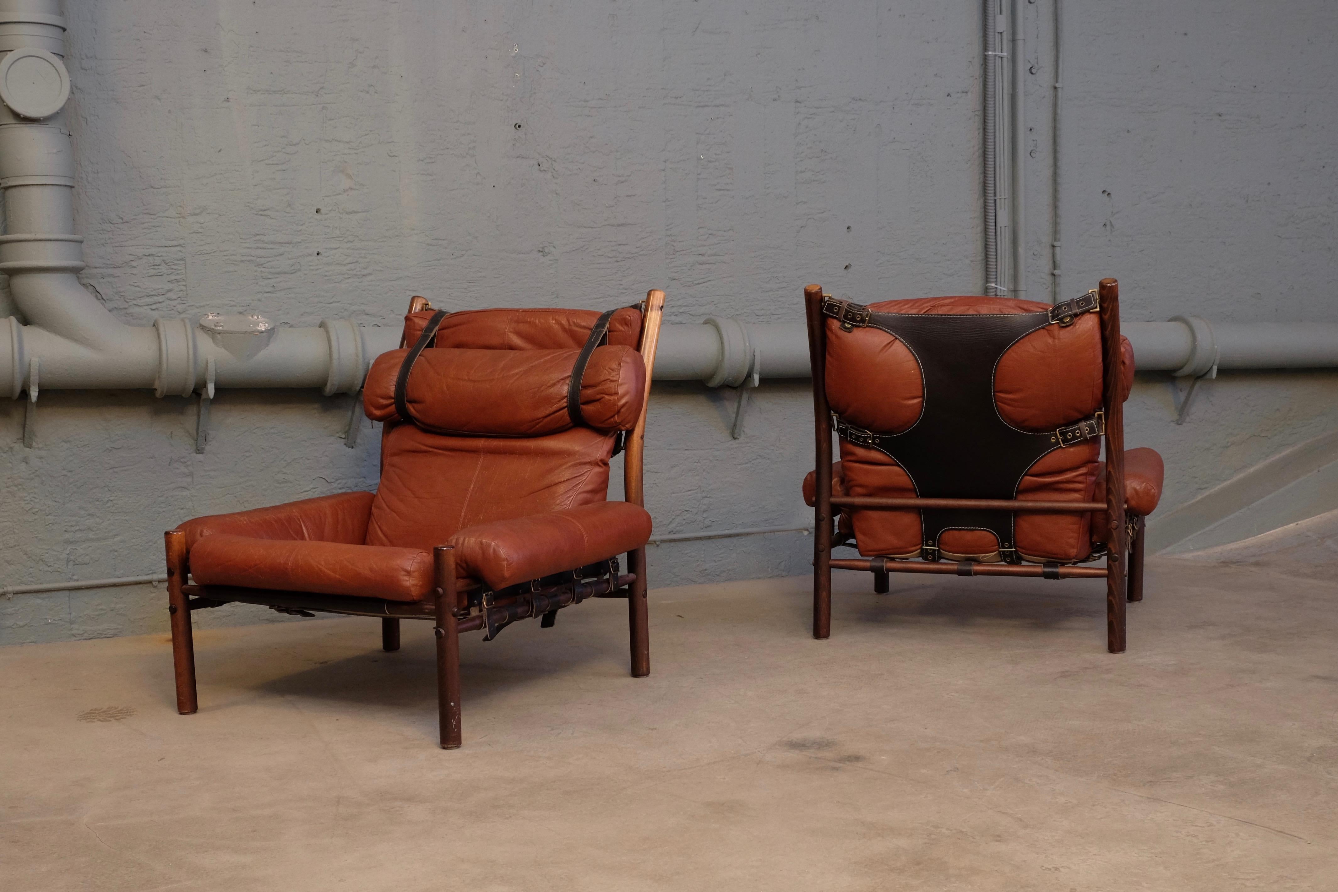 Pair of Arne Norell Easy Chairs Model Inca, 1960s 6
