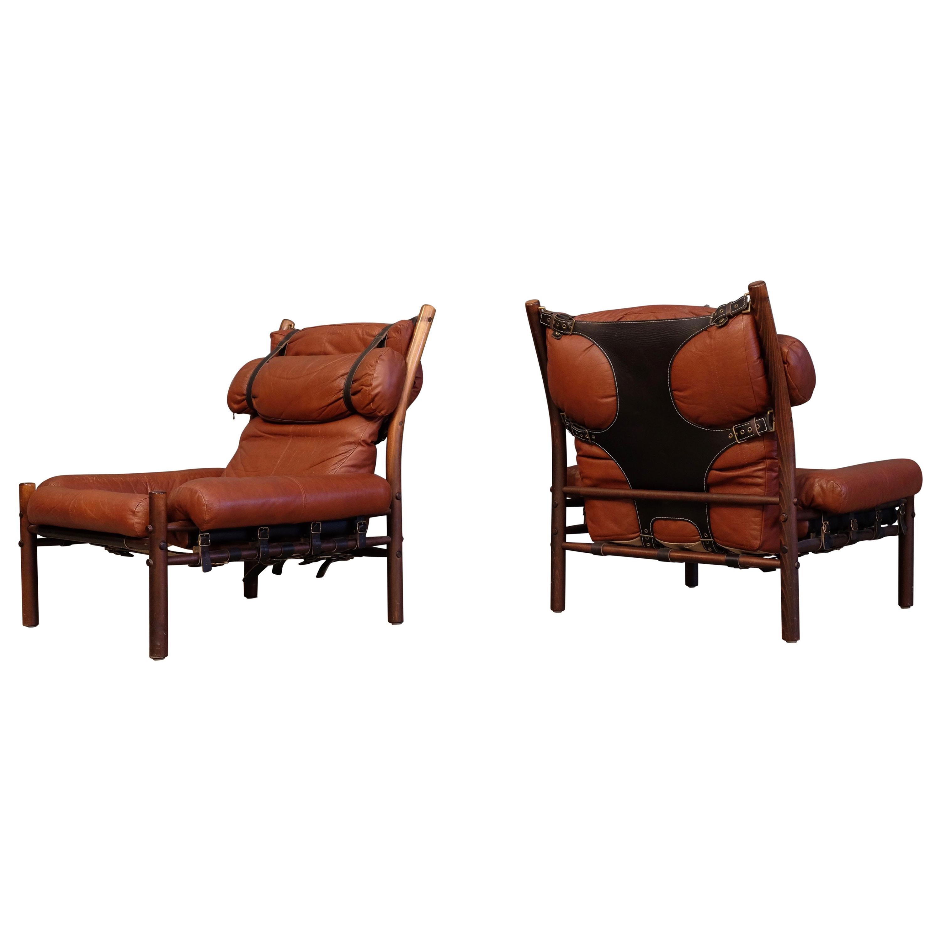 Pair of Arne Norell Easy Chairs Model Inca, 1960s