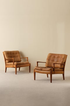Pair of Arne Norell Easy Chairs Model "Löven", 1960s