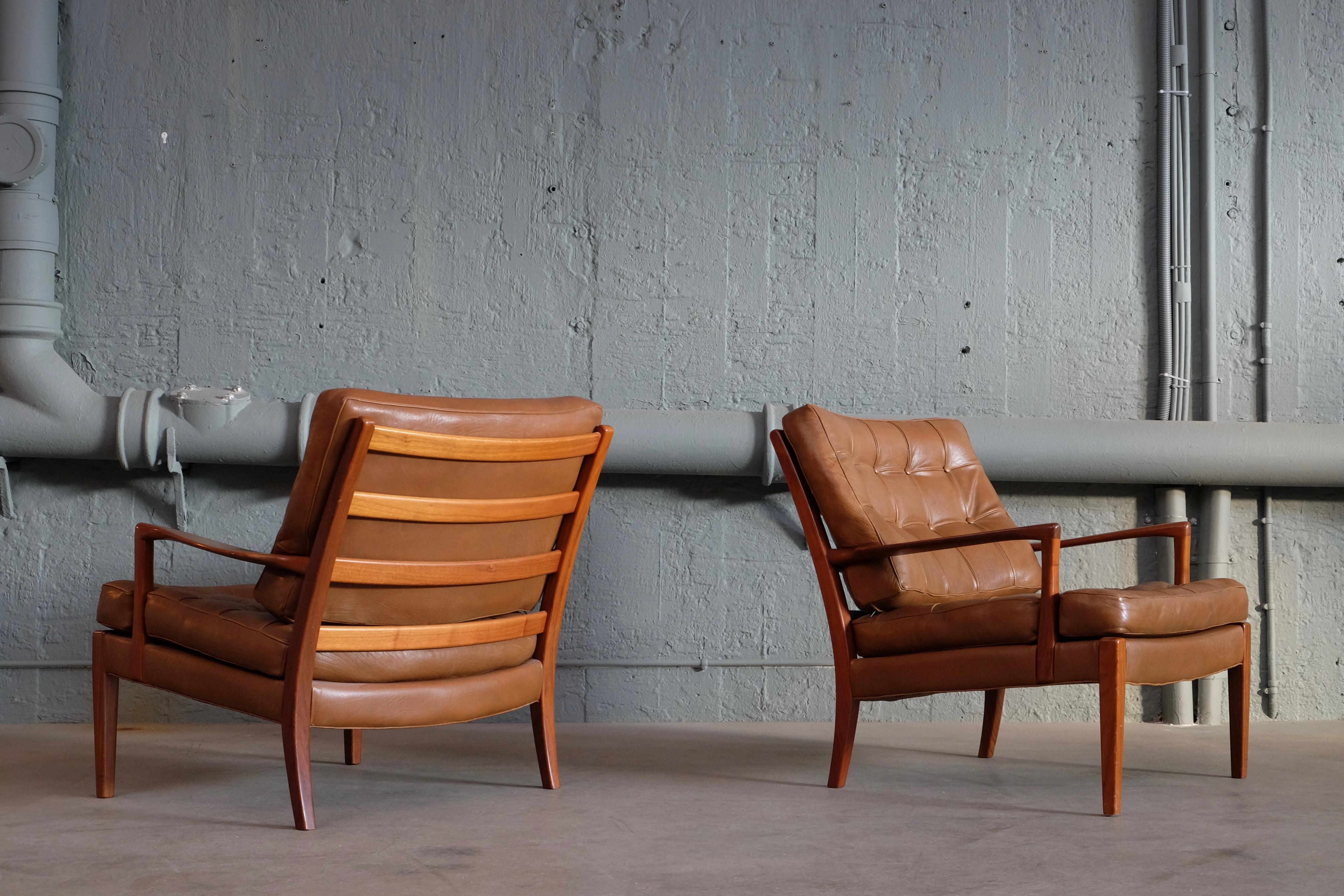 Swedish Pair of Arne Norell Easy Chairs Model 