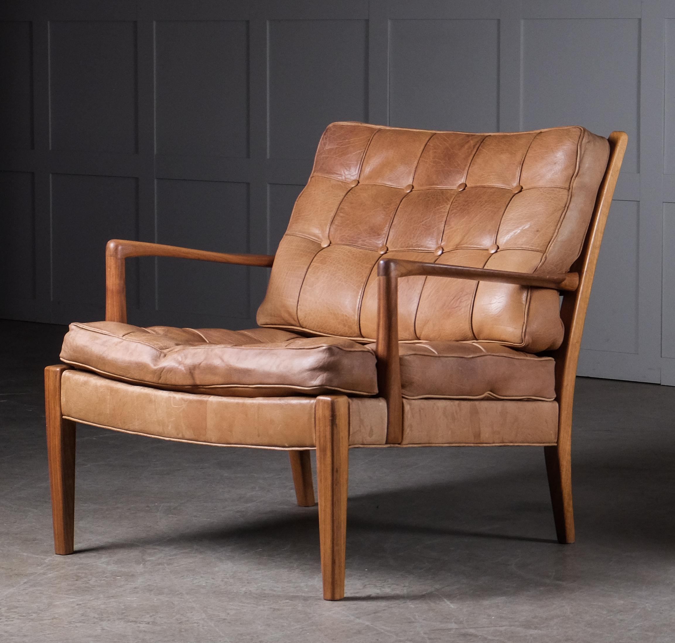 Swedish Pair of Arne Norell Easy Chairs Model 
