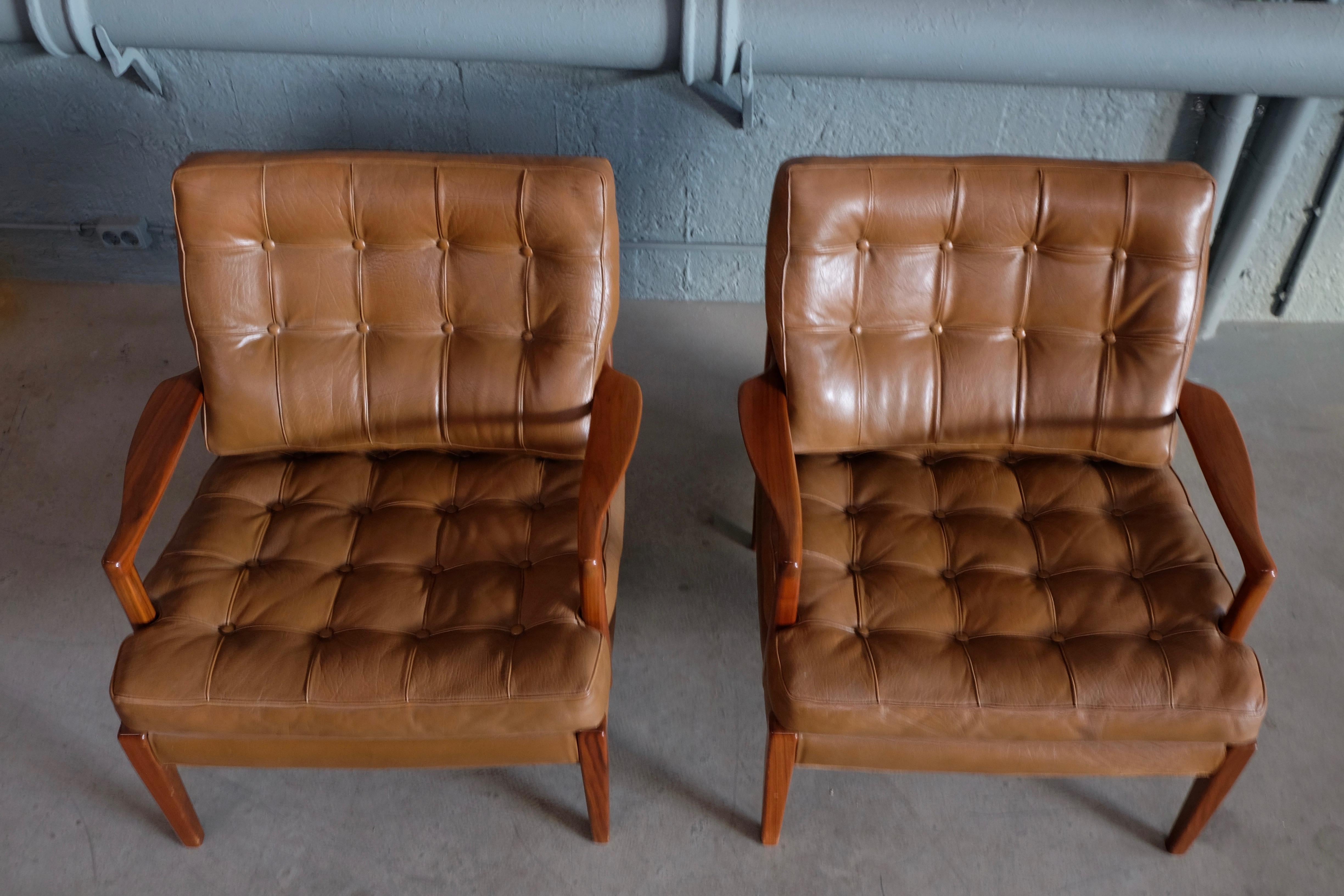 Mid-20th Century Pair of Arne Norell Easy Chairs Model 