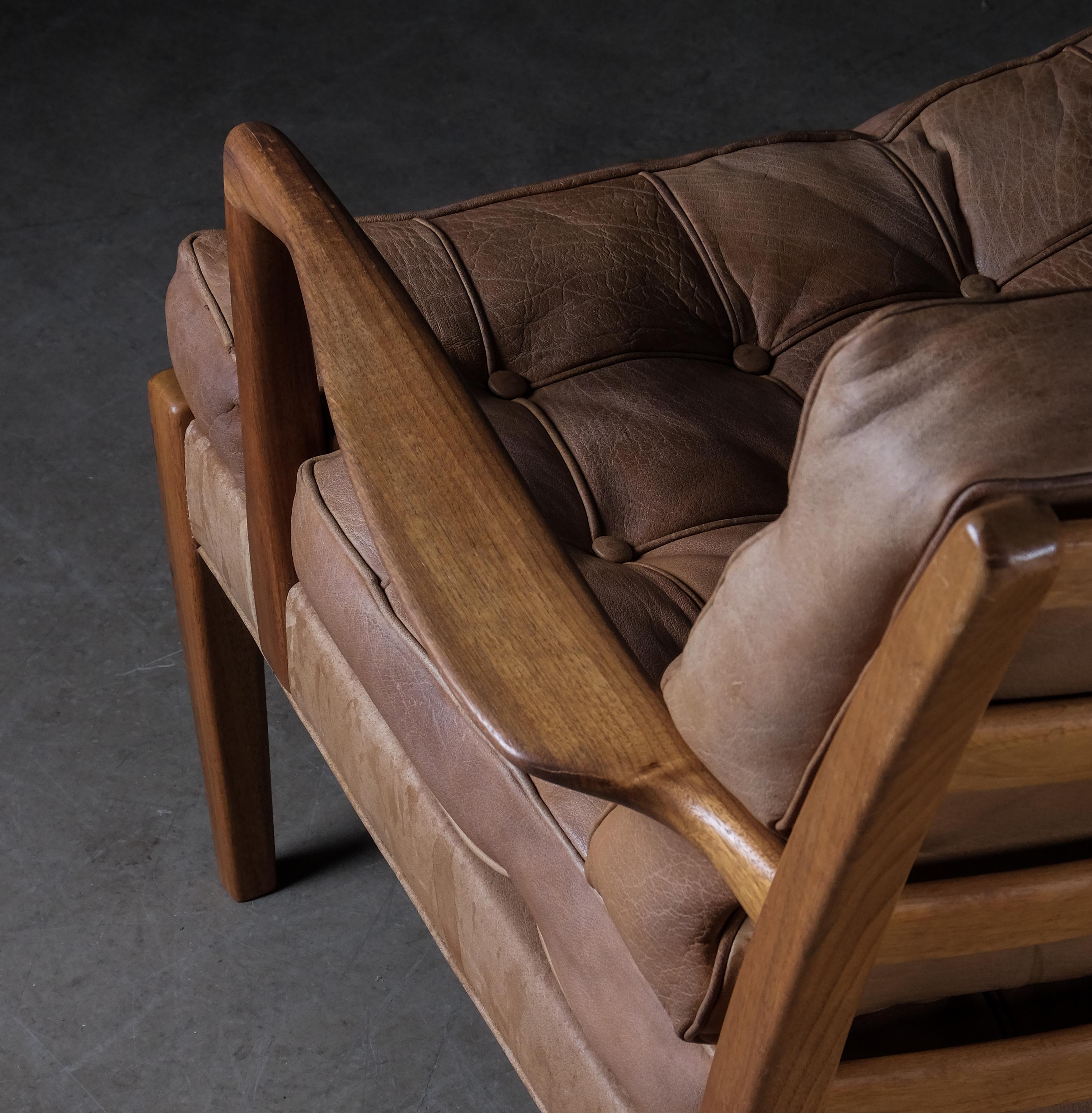 Leather Pair of Arne Norell Easy Chairs Model 