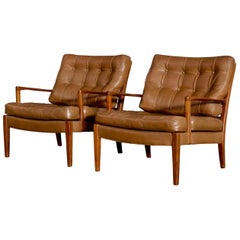Pair of Arne Norell Easy Chairs Model "Löven", 1960s