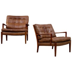Pair of Arne Norell Easy Chairs Model "Löven", 1960s