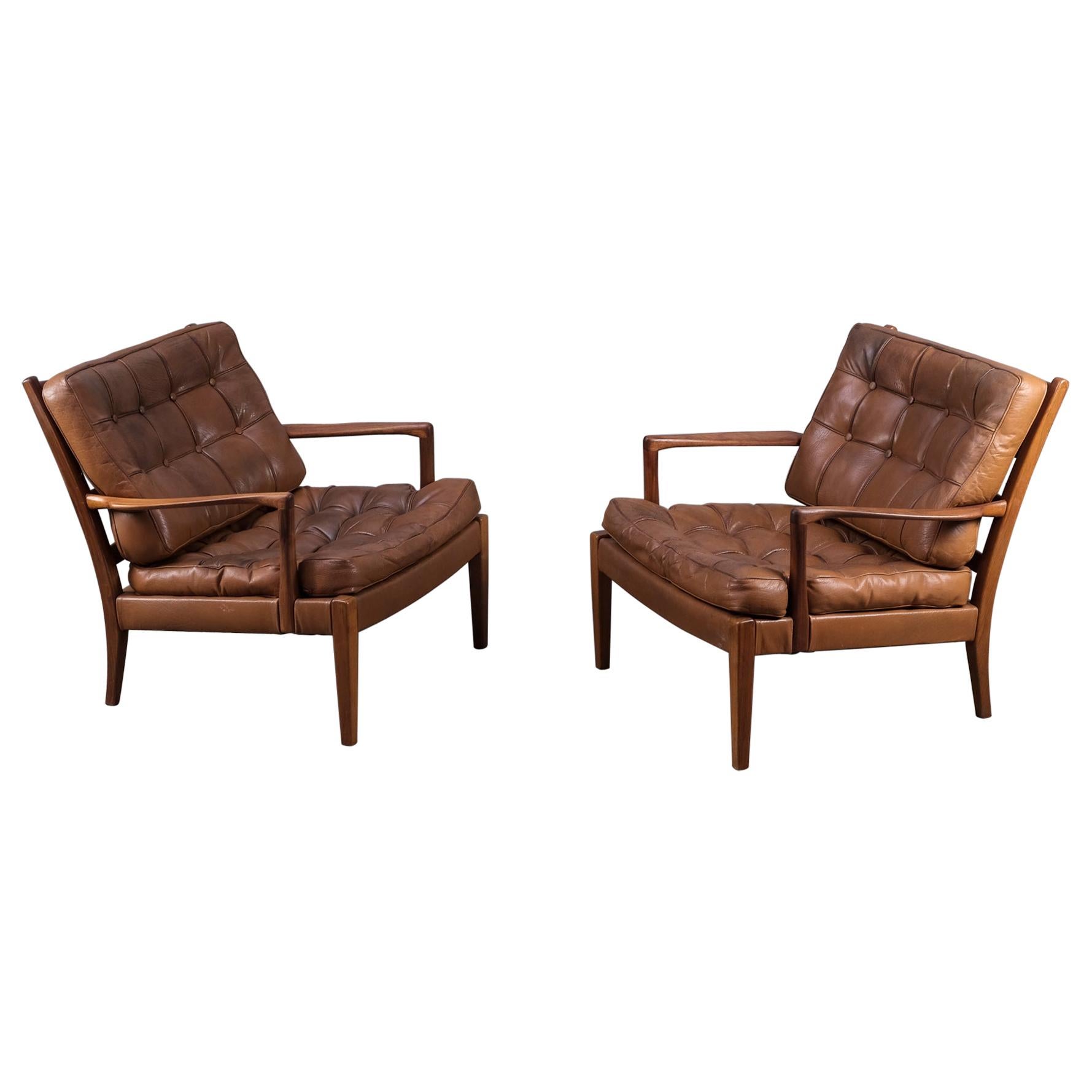 Pair of Arne Norell Easy Chairs Model "Löven", 1960s
