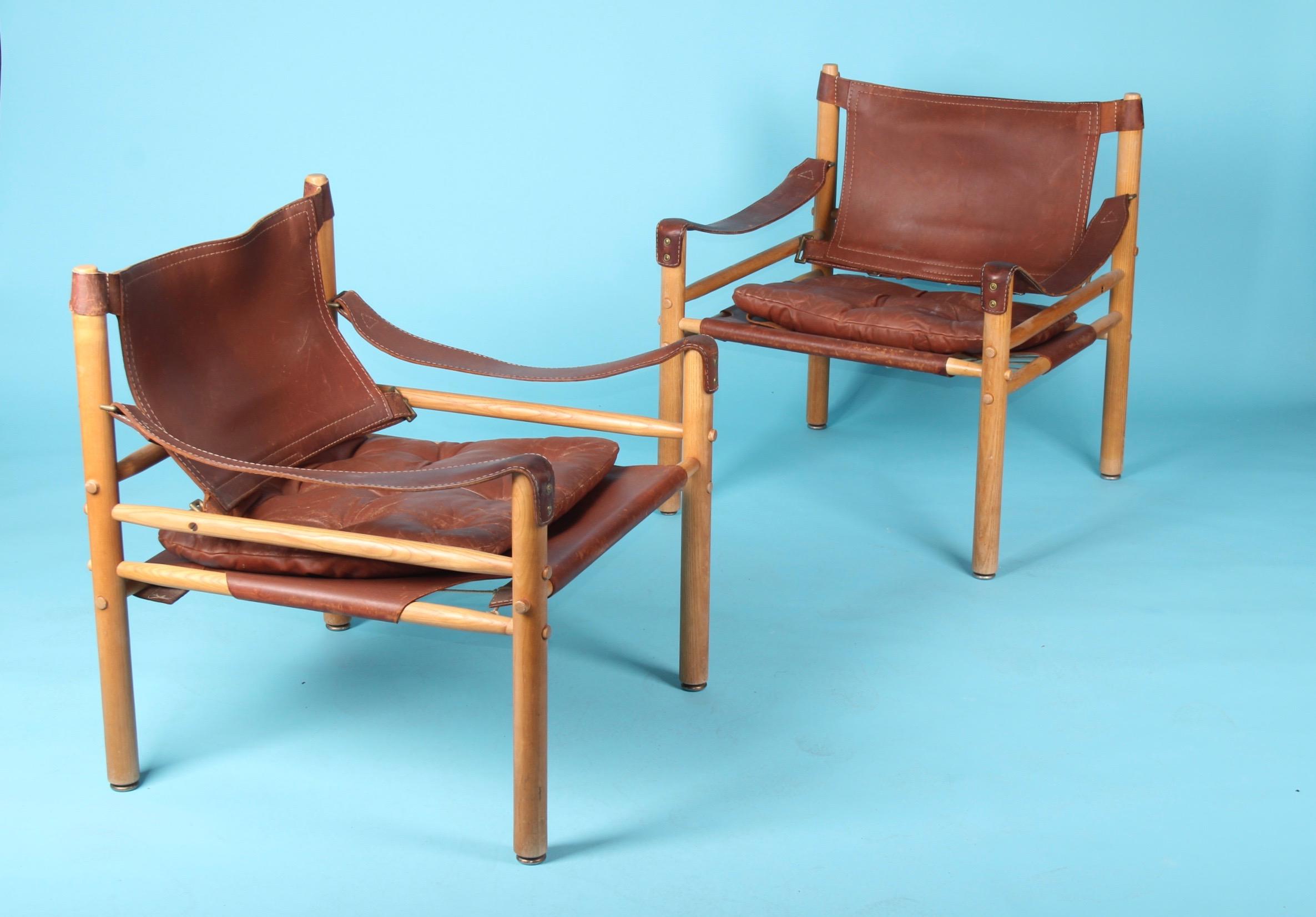 Swedish Pair of Arne Norell Easy Chairs Model Sirocco, 1960s