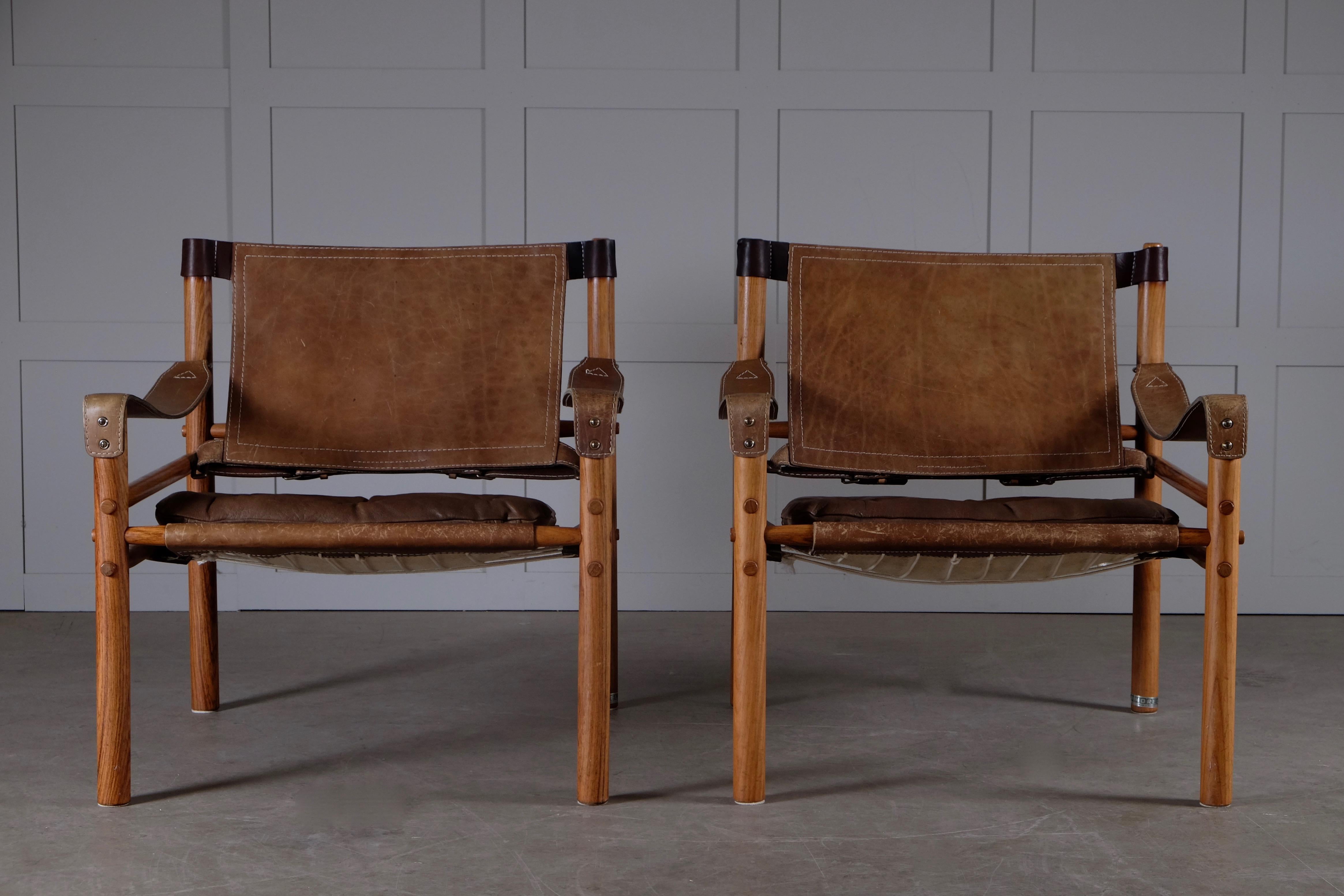 Scandinavian Modern Pair of Arne Norell Easy Chairs Model Sirocco, 1960s