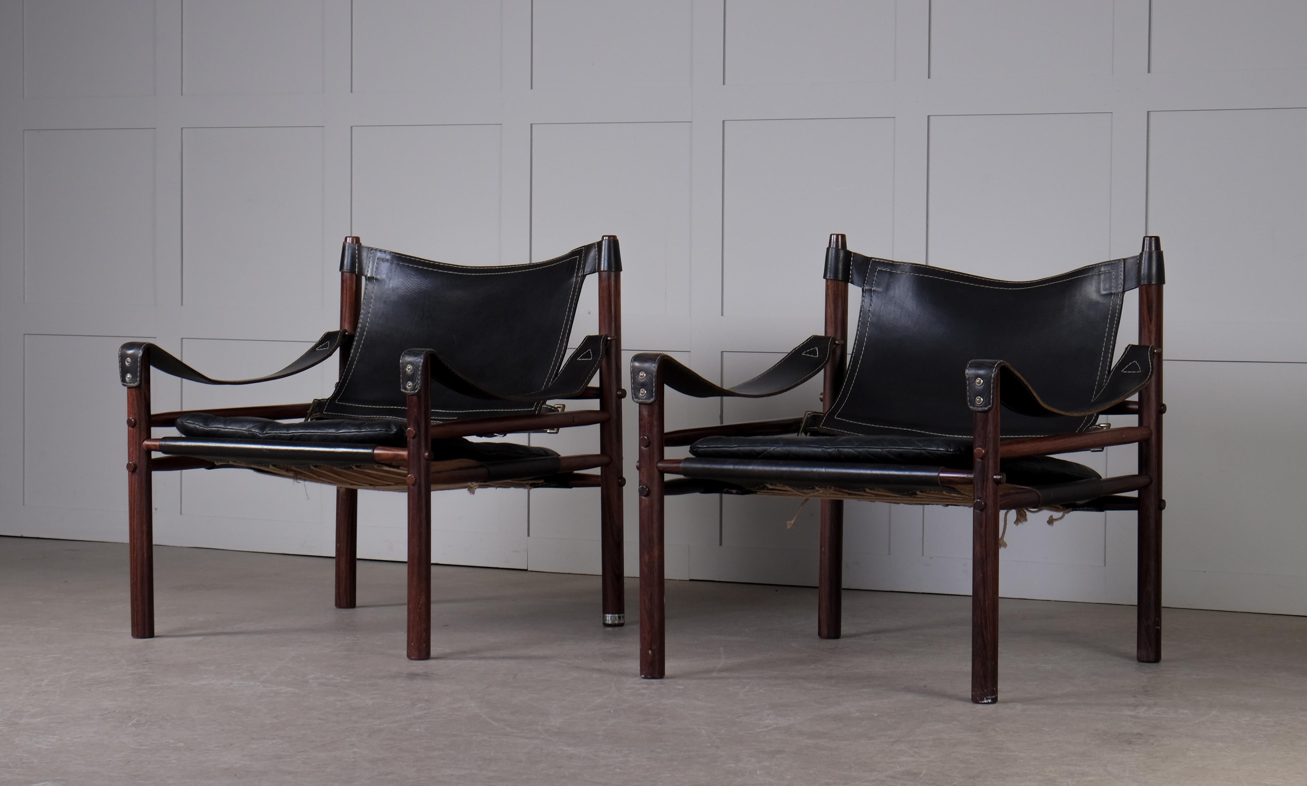 Scandinavian Modern Pair of Arne Norell Easy Chairs Model Sirocco, 1960s