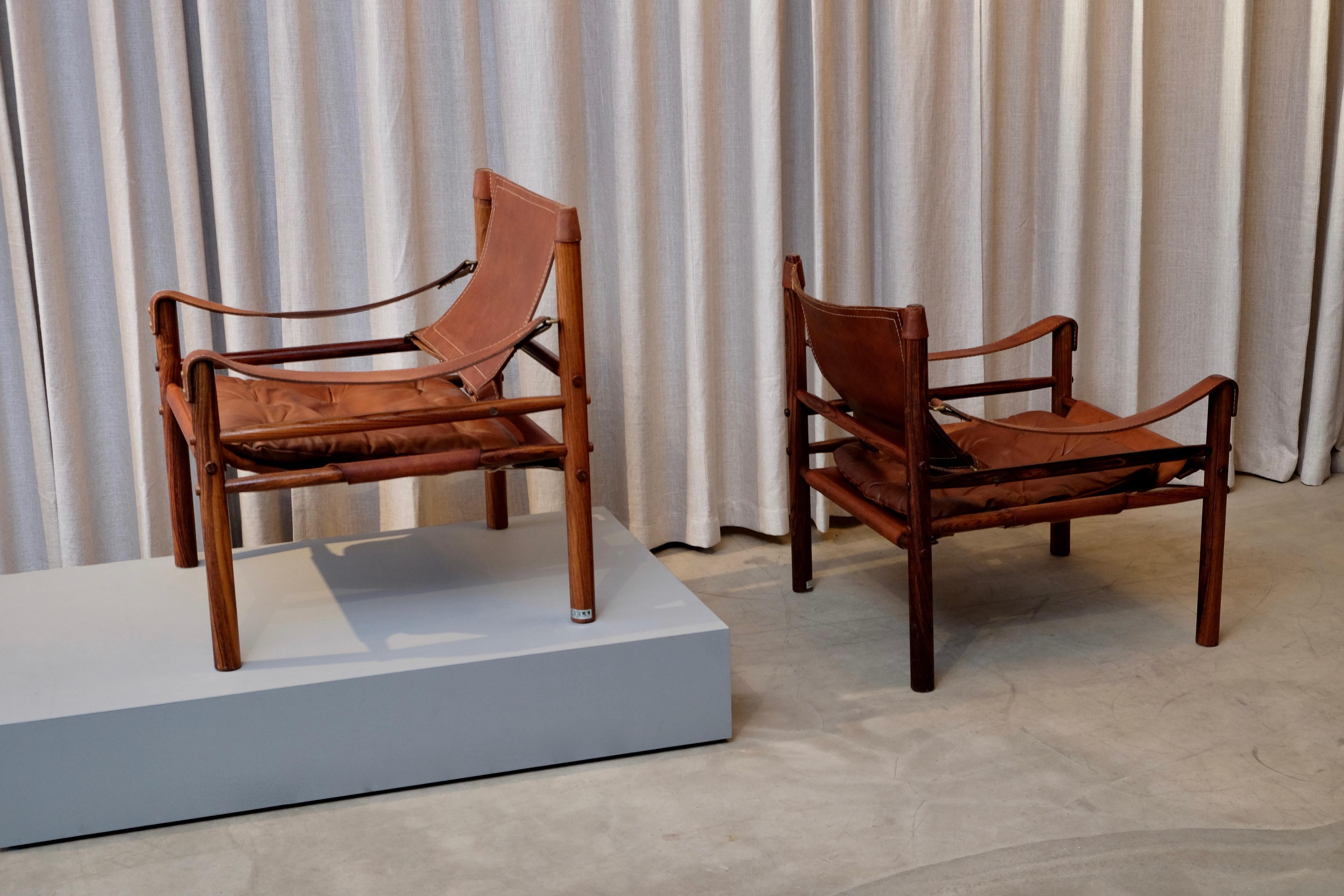 Swedish Pair of Arne Norell Easy Chairs Model Sirocco, 1960s