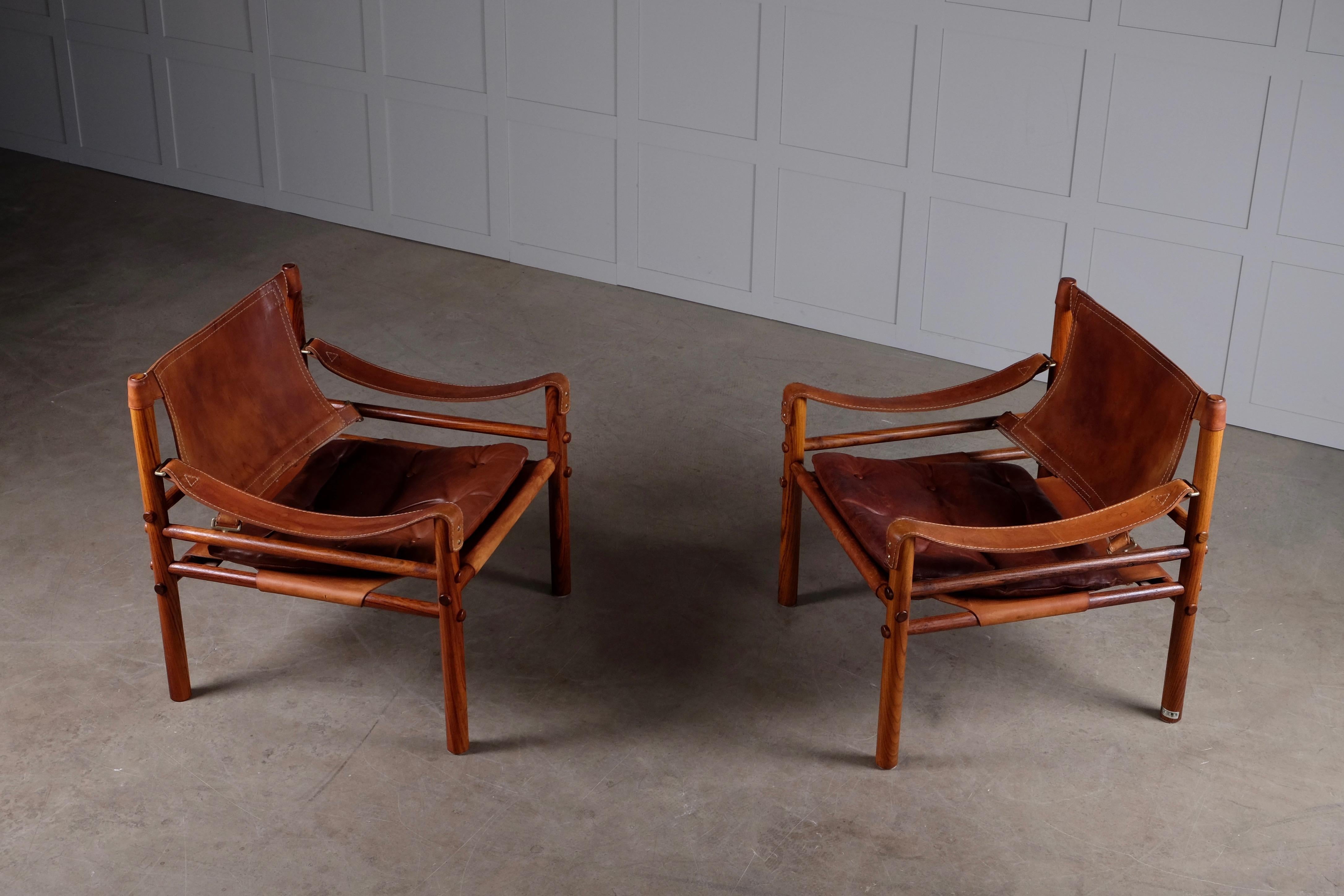 Swedish Pair of Arne Norell Easy Chairs Model Sirocco, 1960s