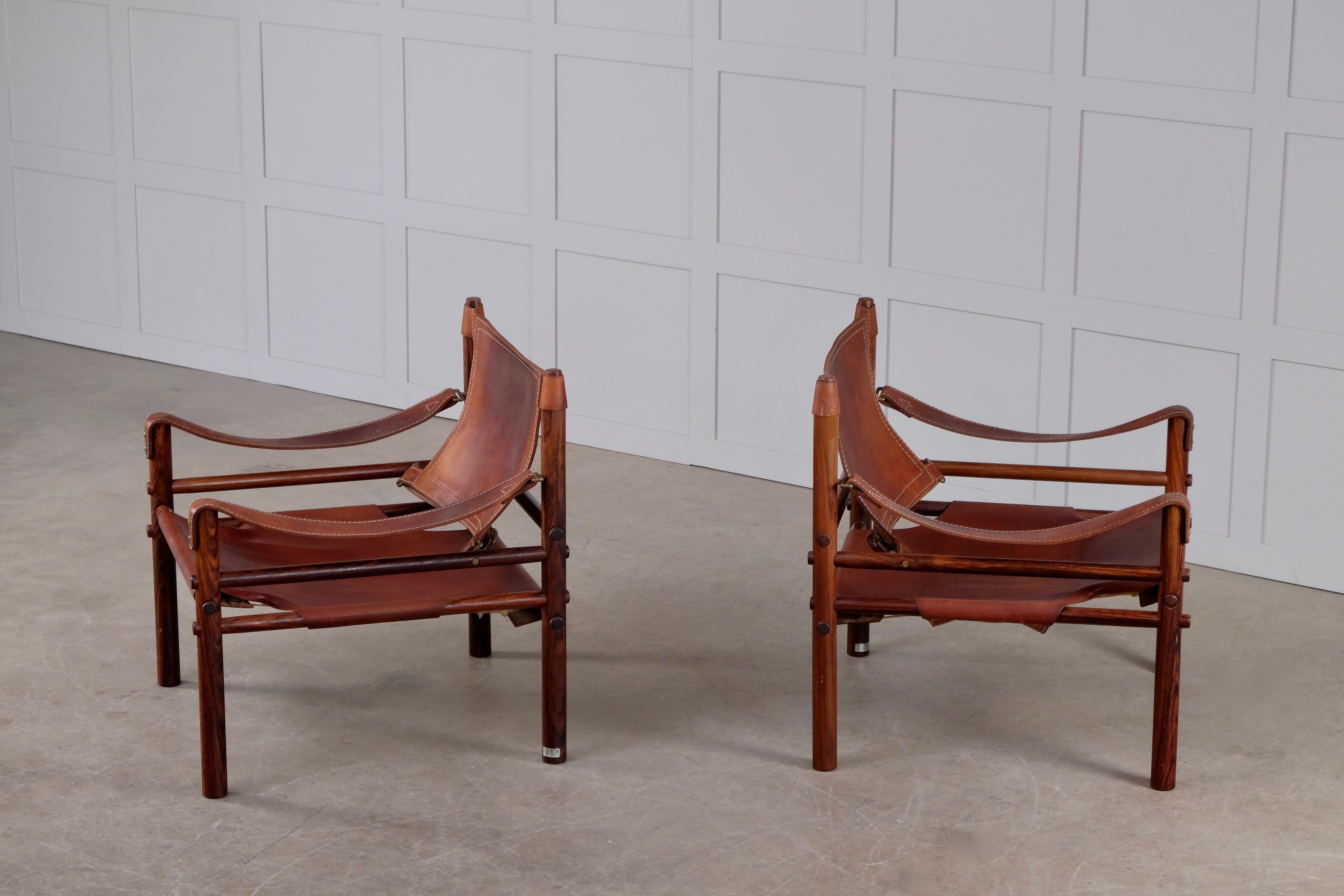 Swedish Pair of Arne Norell Easy Chairs Model Sirocco, 1960s