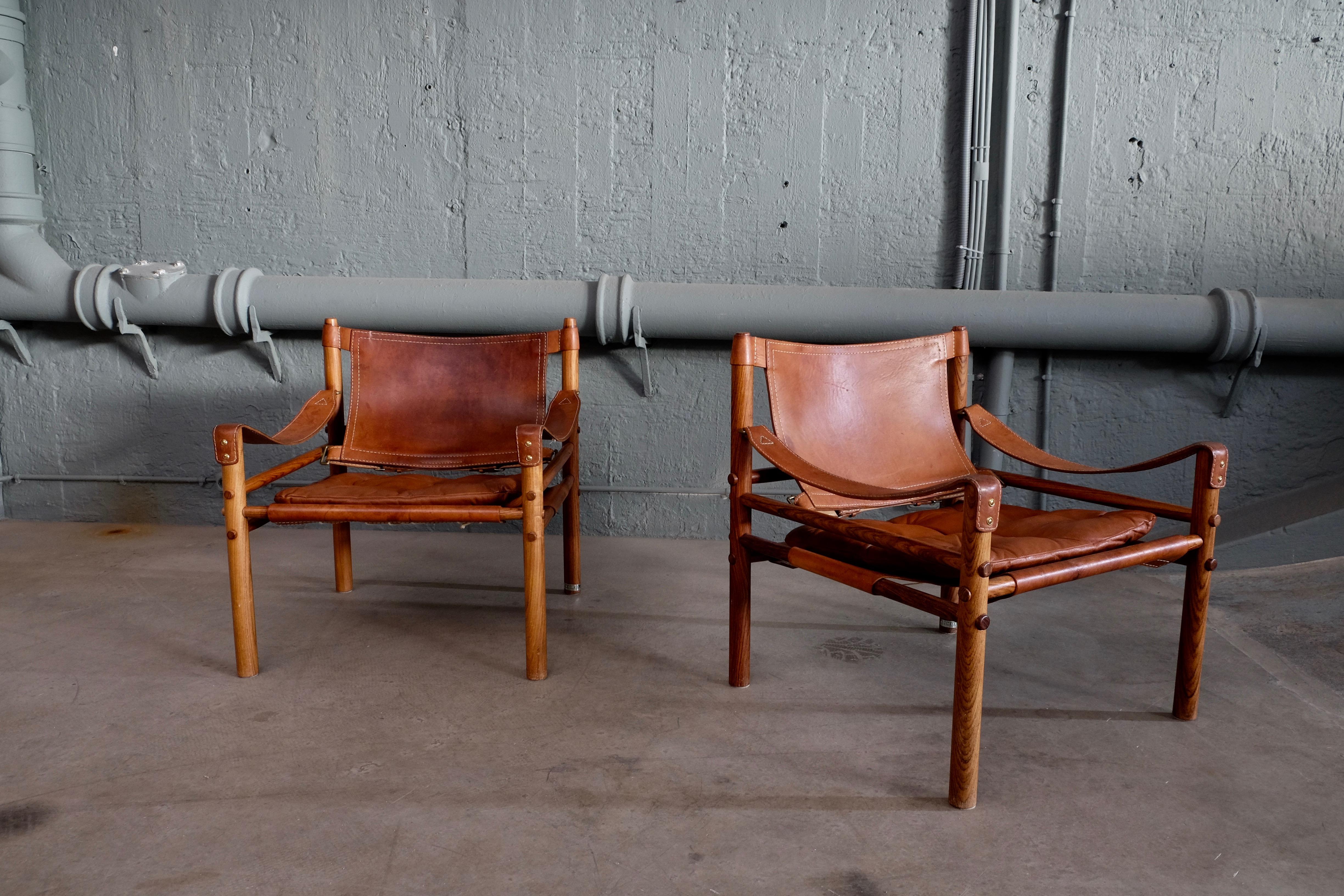 Brass Pair of Arne Norell Easy Chairs Model Sirocco, 1960s