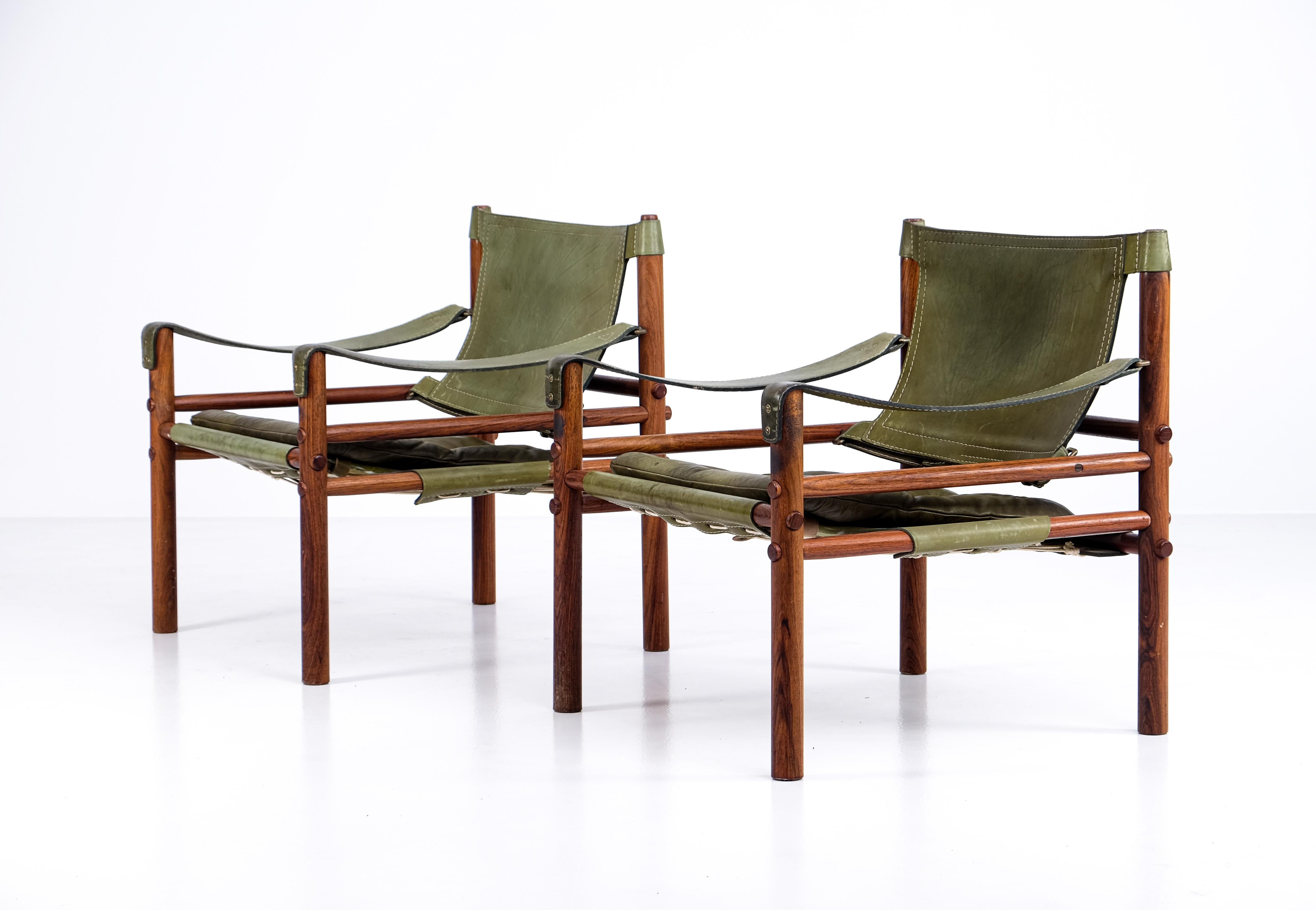 Brass Pair of Arne Norell Easy Chairs Model Sirocco, 1960s