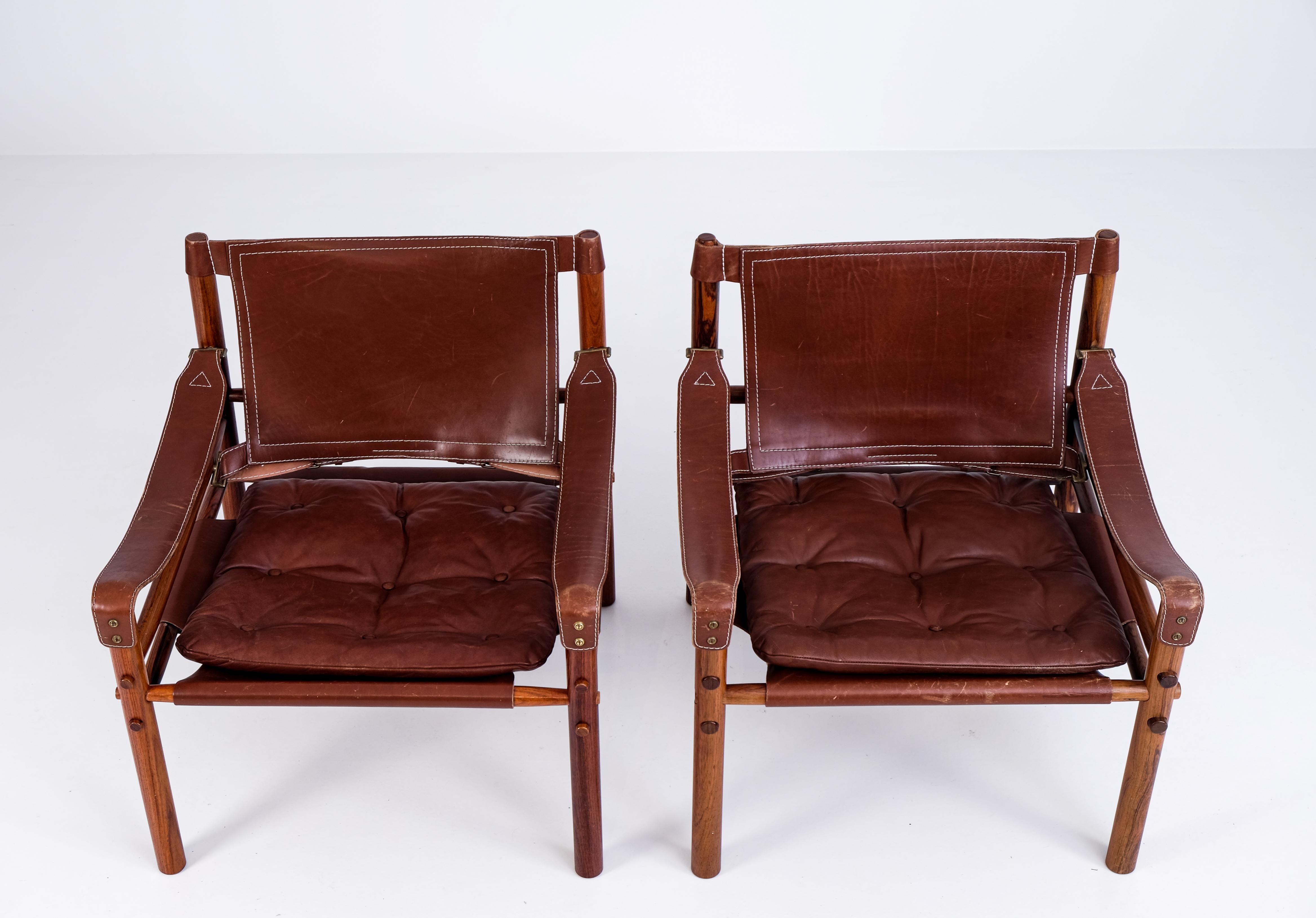 Pair of Arne Norell Easy Chairs Model Sirocco, 1970s 5