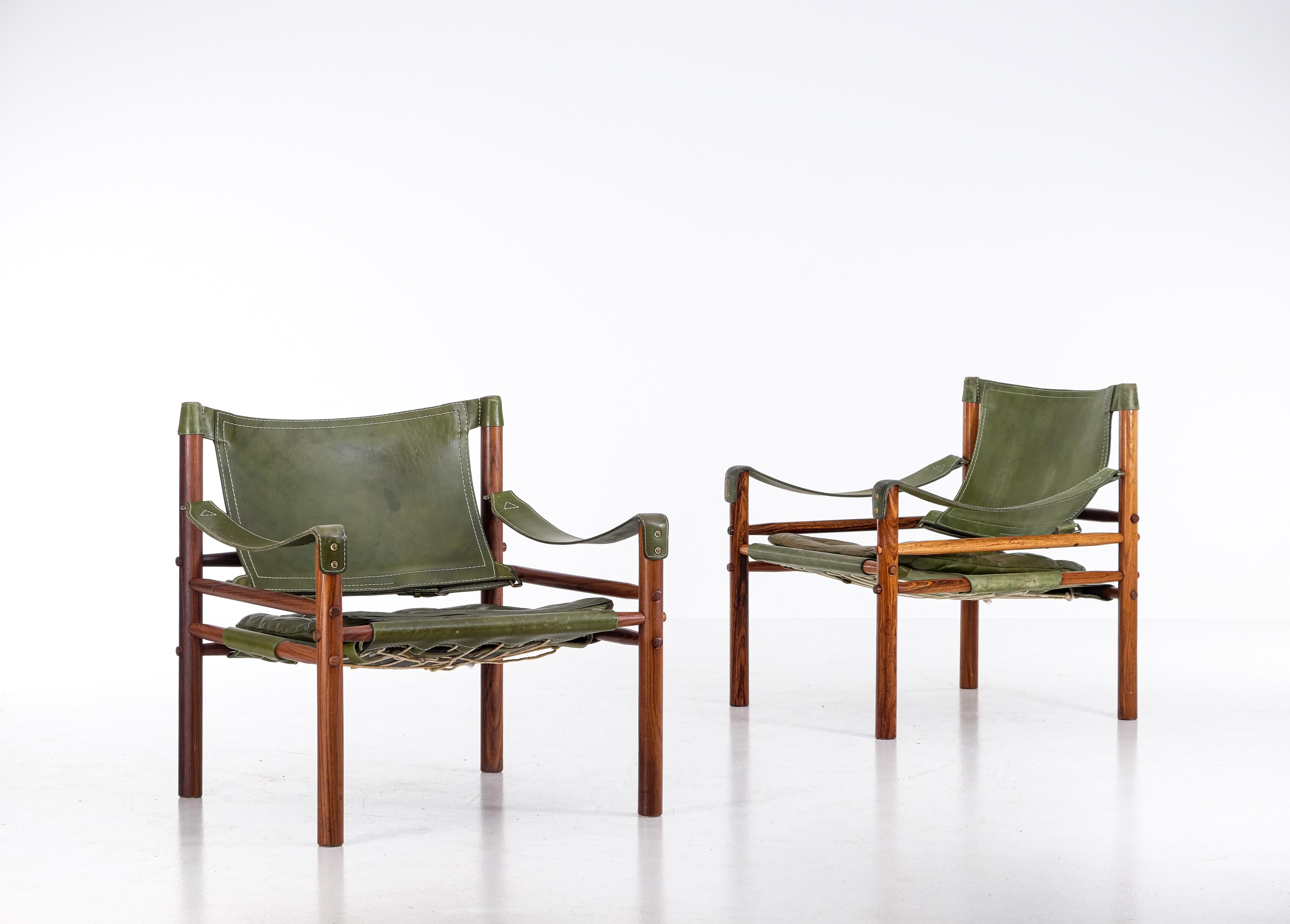 Scandinavian Modern Pair of Arne Norell Easy Chairs Model Sirocco, 1970s