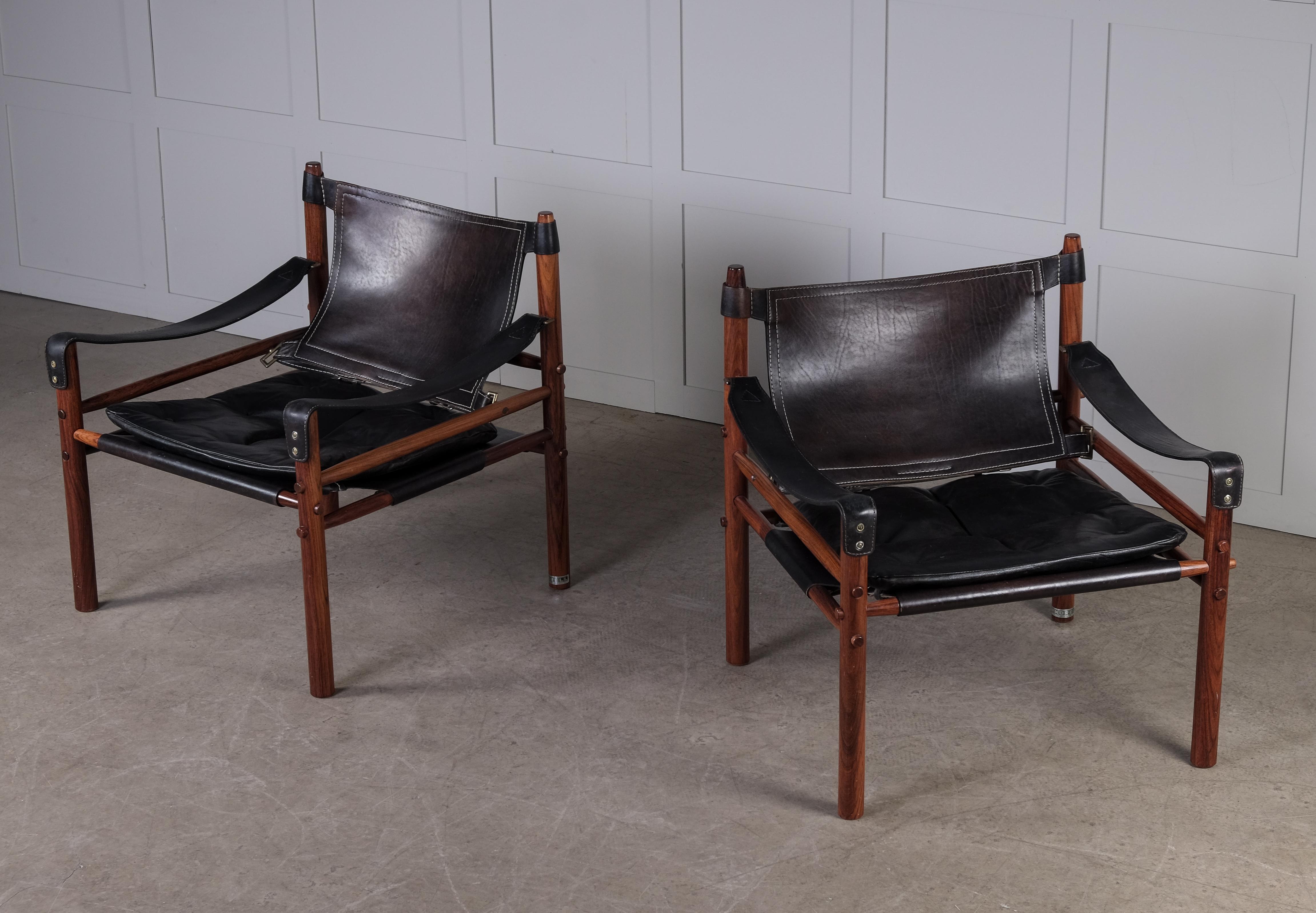 Late 20th Century Pair of Arne Norell Easy Chairs Model Sirocco, 1970s For Sale
