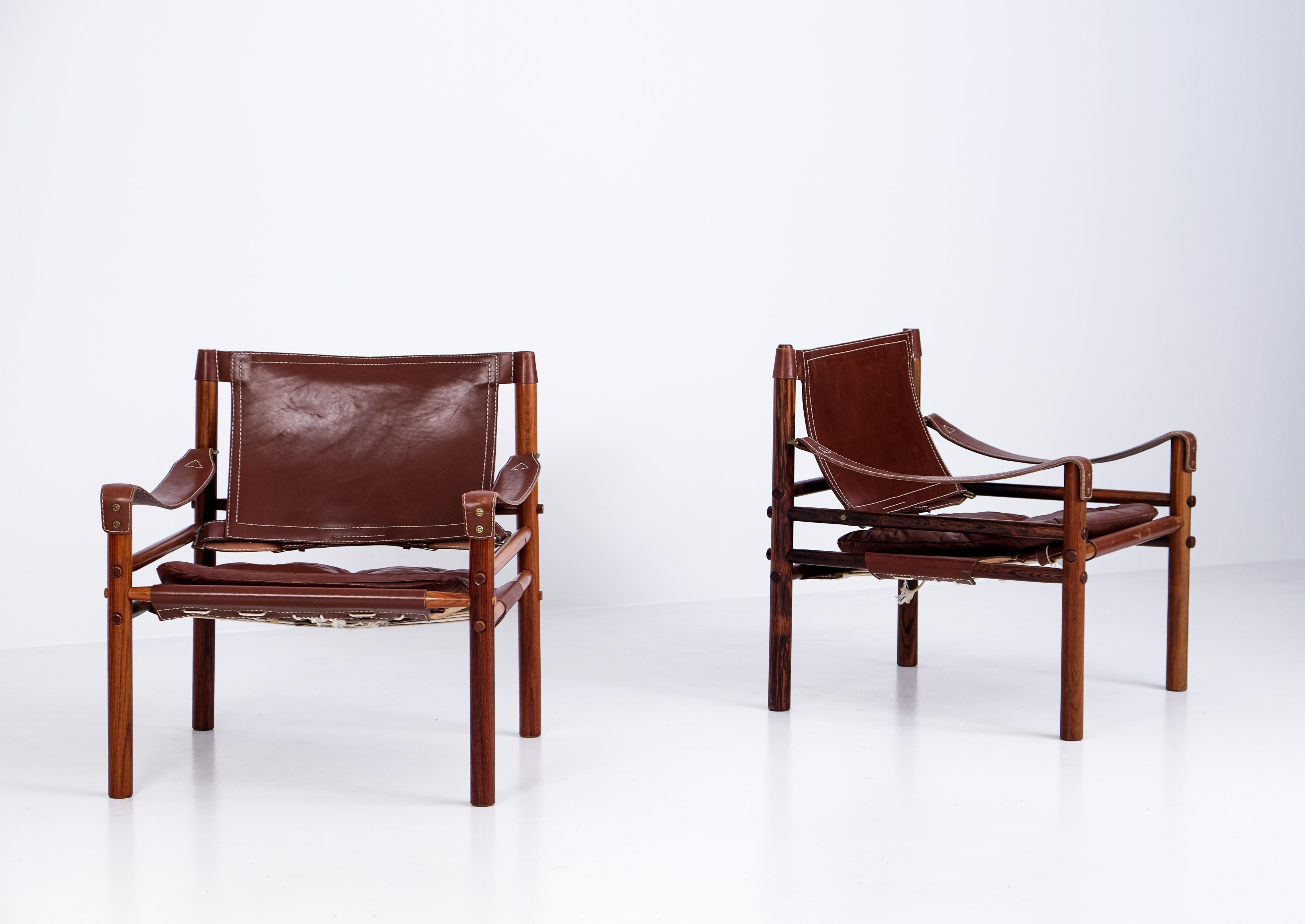 Mid-20th Century Pair of Arne Norell Easy Chairs Model Sirocco, 1970s