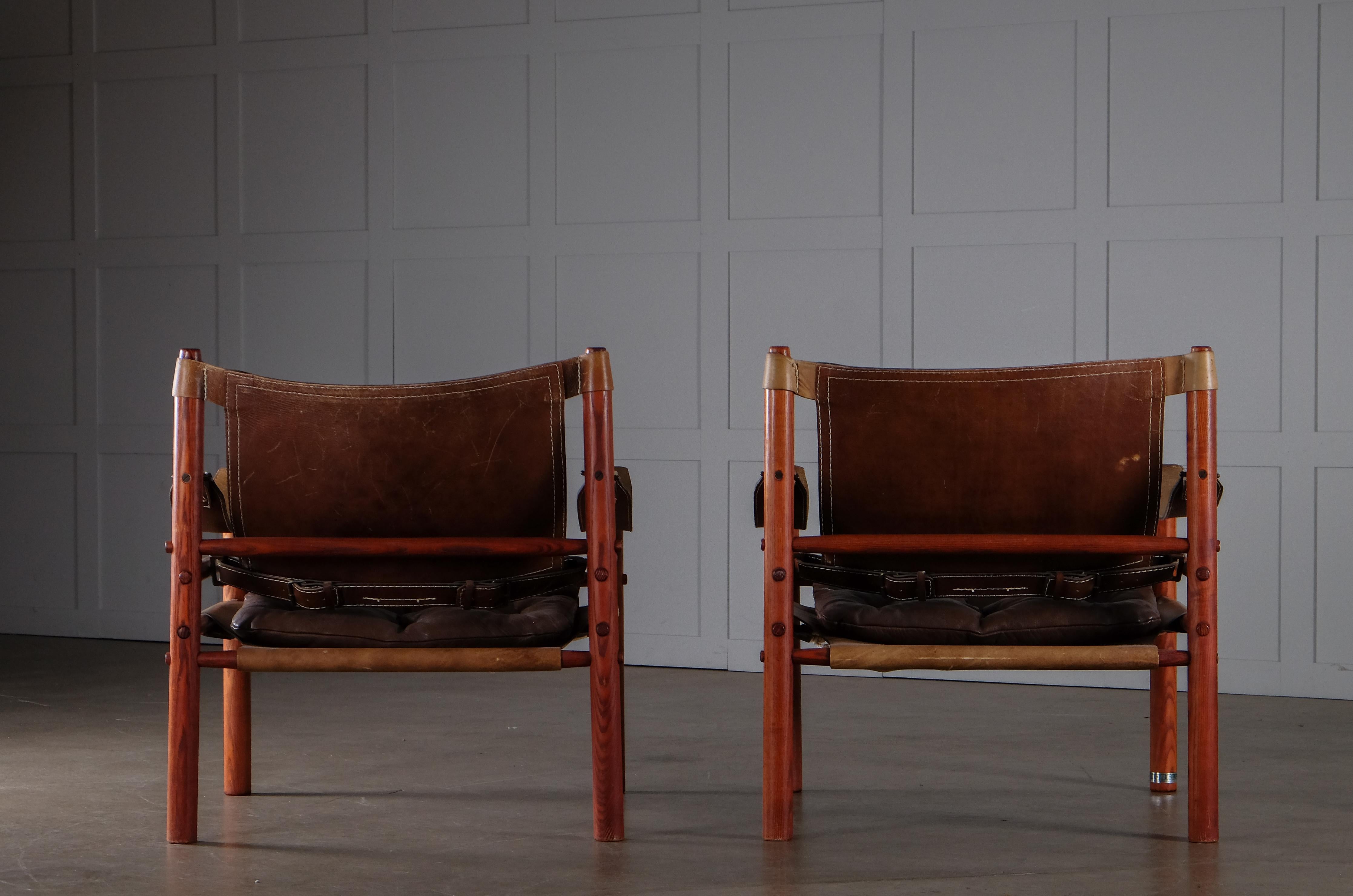 Late 20th Century Pair of Arne Norell Easy Chairs Model Sirocco, 1970s For Sale