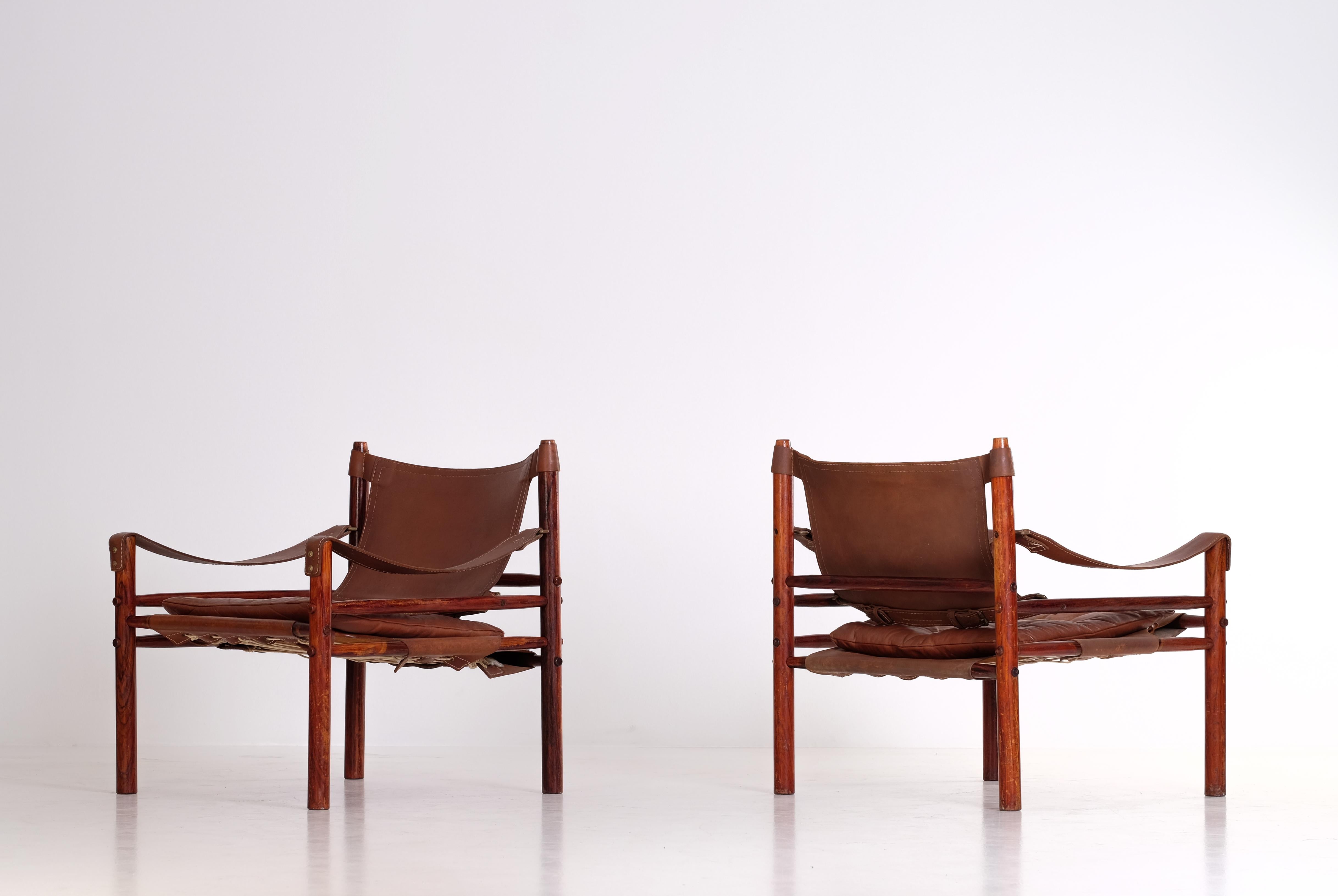 Brass Pair of Arne Norell Easy Chairs Model Sirocco, 1970s For Sale