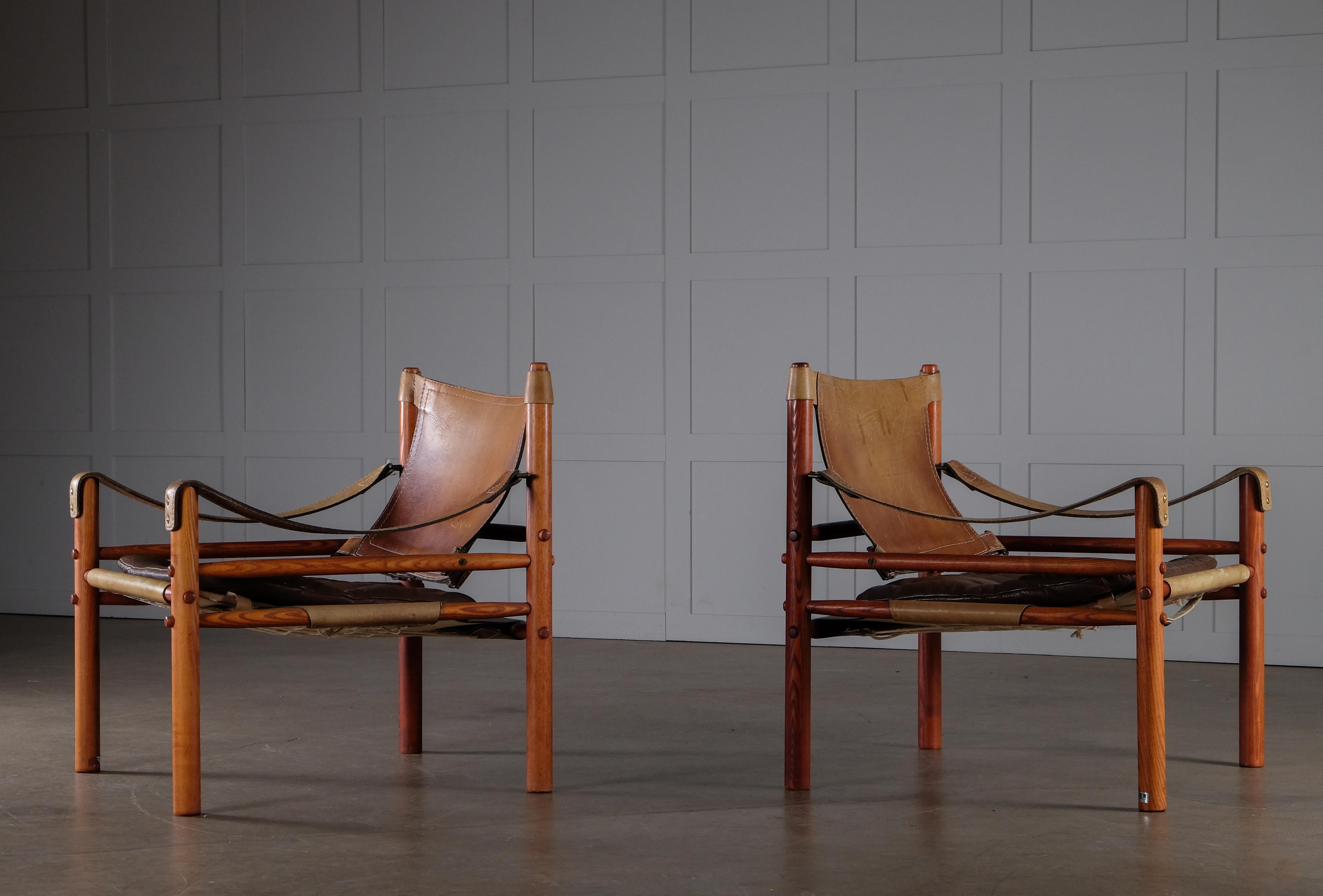 Laiton Paire de fauteuils modèle Sirocco d'Arne Norell, années 1970 en vente