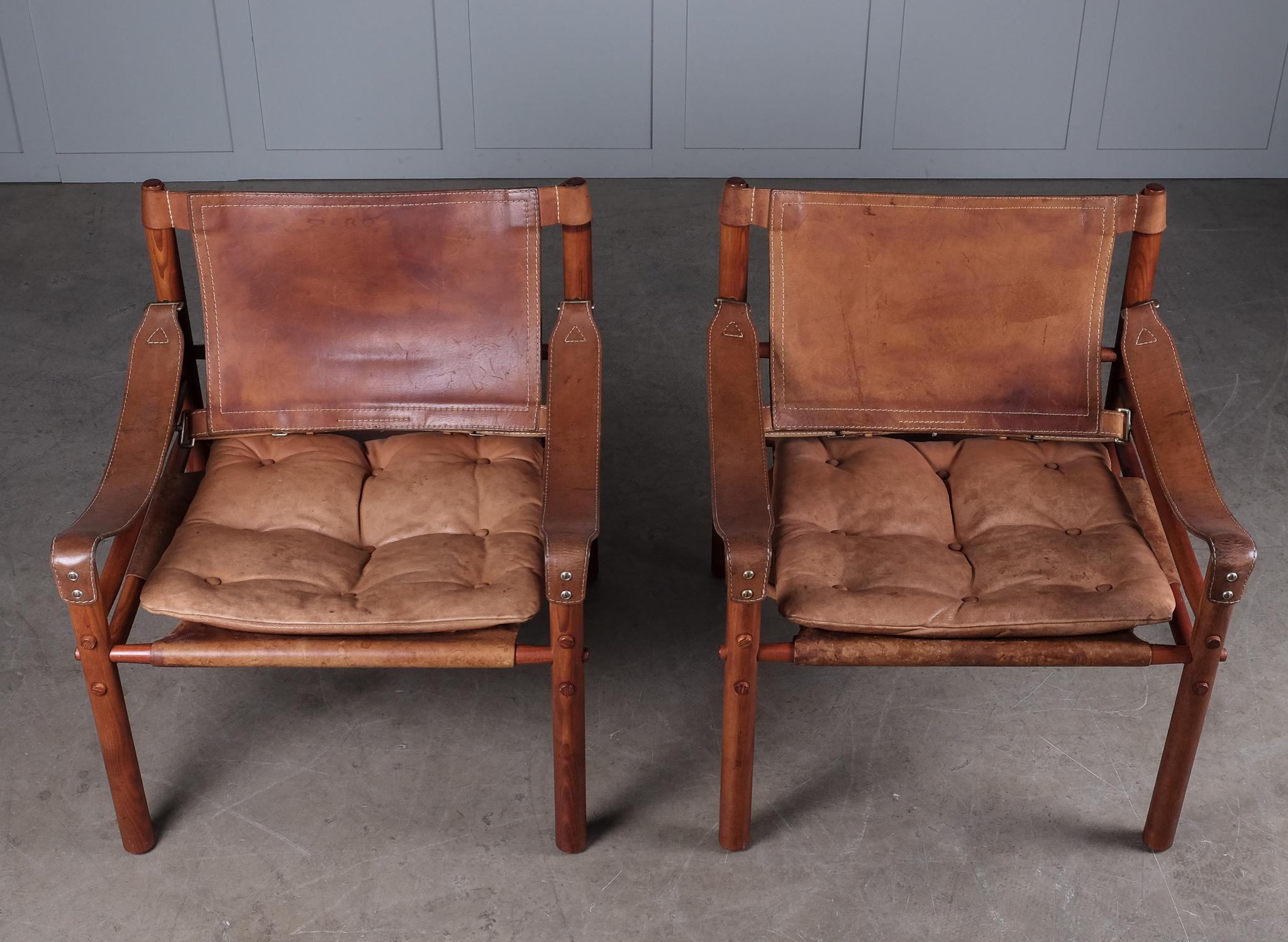 Pair of Arne Norell Easy Chairs Model Sirocco, 1970s 2