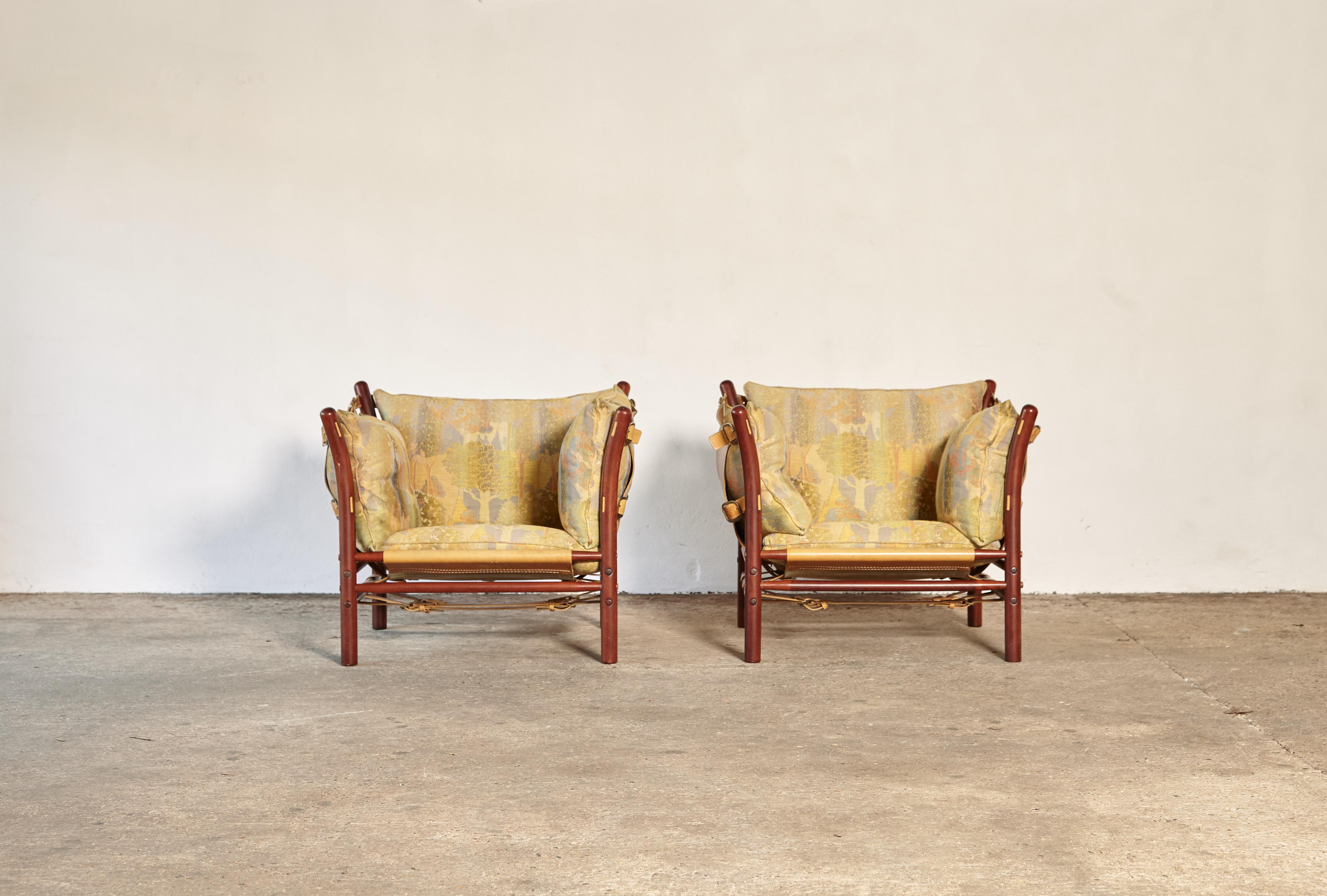 Brass Pair of Arne Norell Ilona Chairs, Sweden, 1970s
