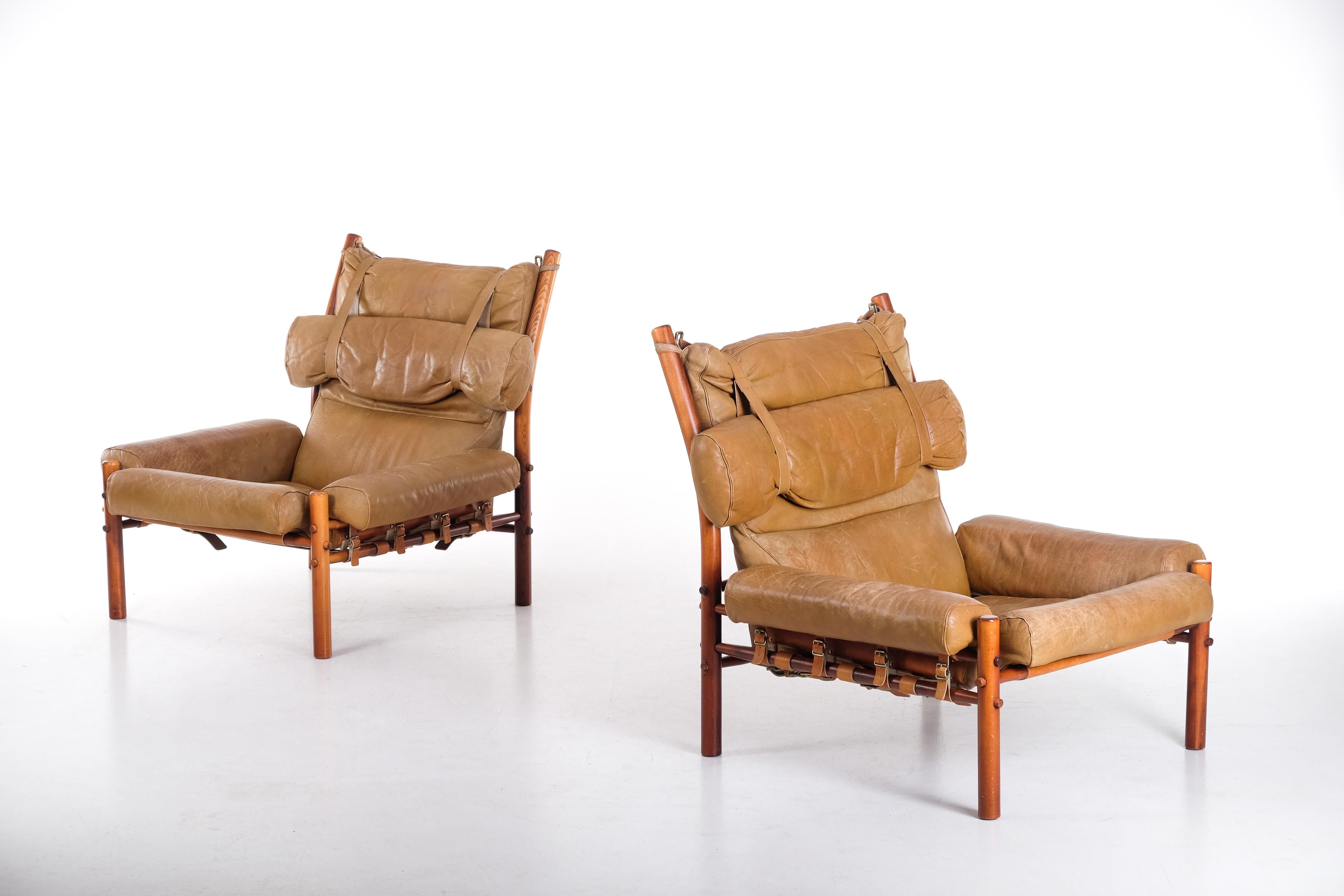 Paire de chaises Inca très confortables en cuir patiné d'origine. Conçu par Arne Norell, produit par Norell Möbel AB à Aneby, Suède.







 